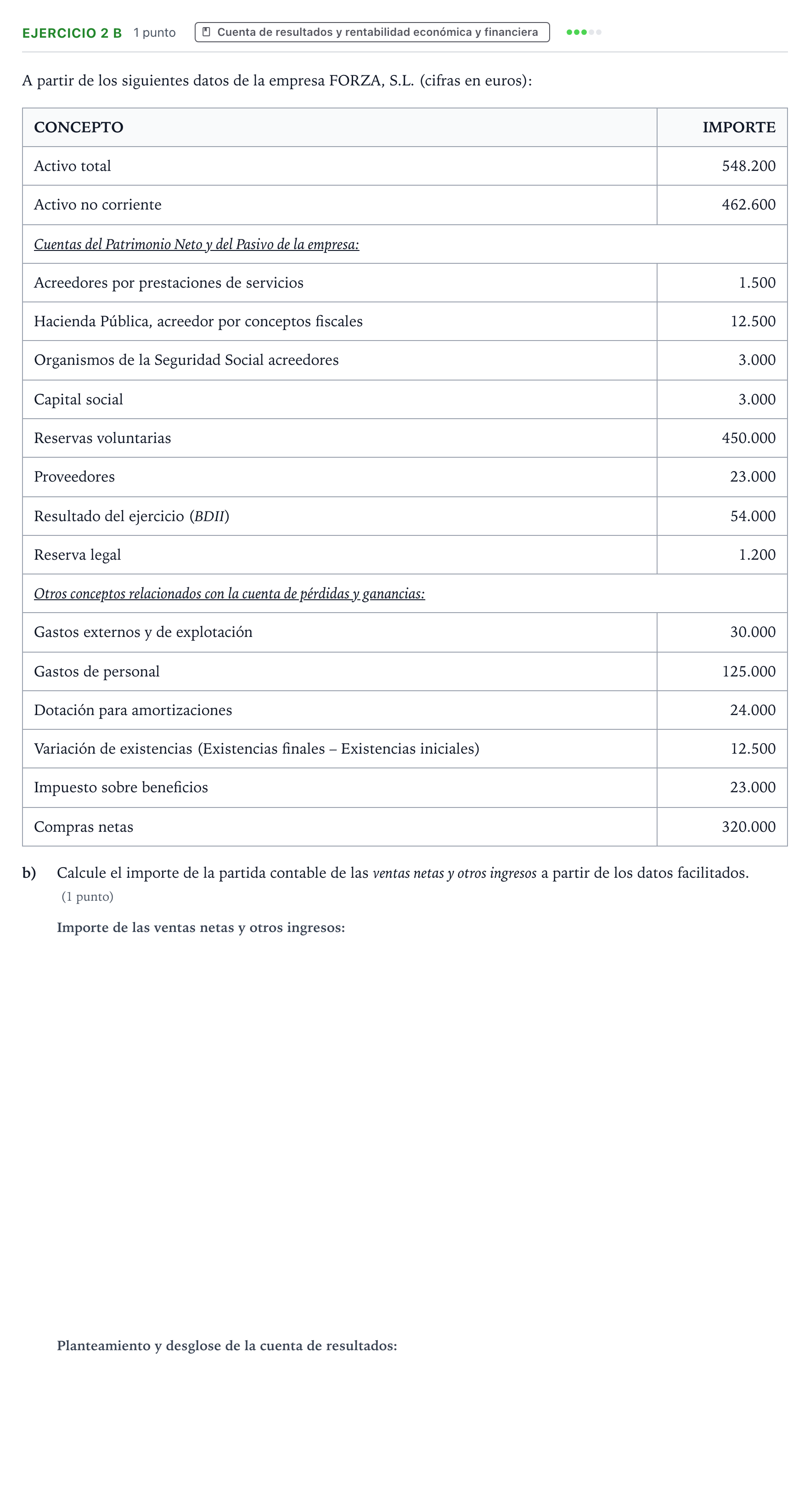 Enunciado: Ejercicio 2 b · Empresa y Diseño de Modelos de Negocio PAU Aragón Extraordinaria 2025