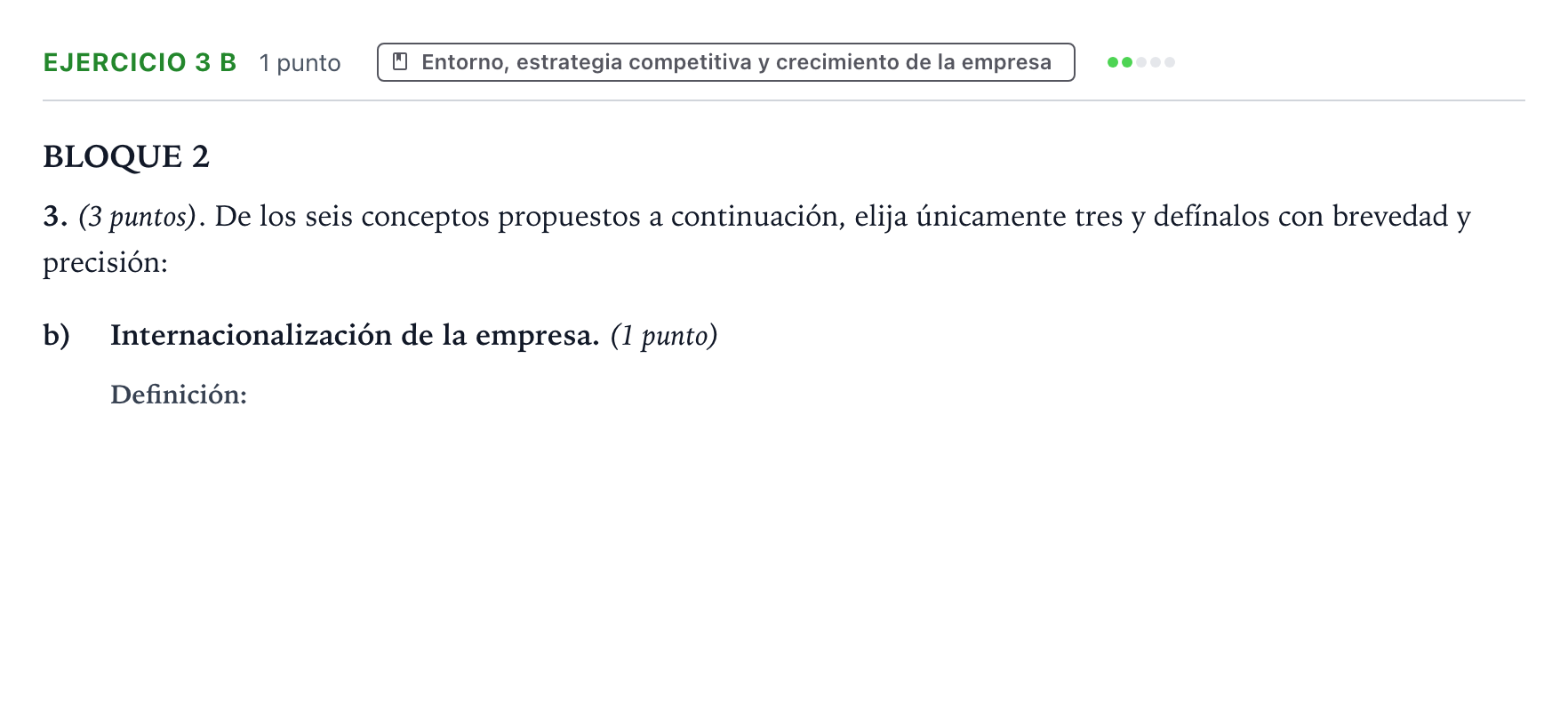 Enunciado: Ejercicio 3 b · Empresa y Diseño de Modelos de Negocio PAU Aragón Extraordinaria 2025