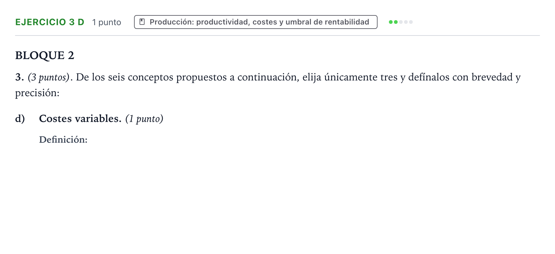 Enunciado: Ejercicio 3 d · Empresa y Diseño de Modelos de Negocio PAU Aragón Extraordinaria 2025