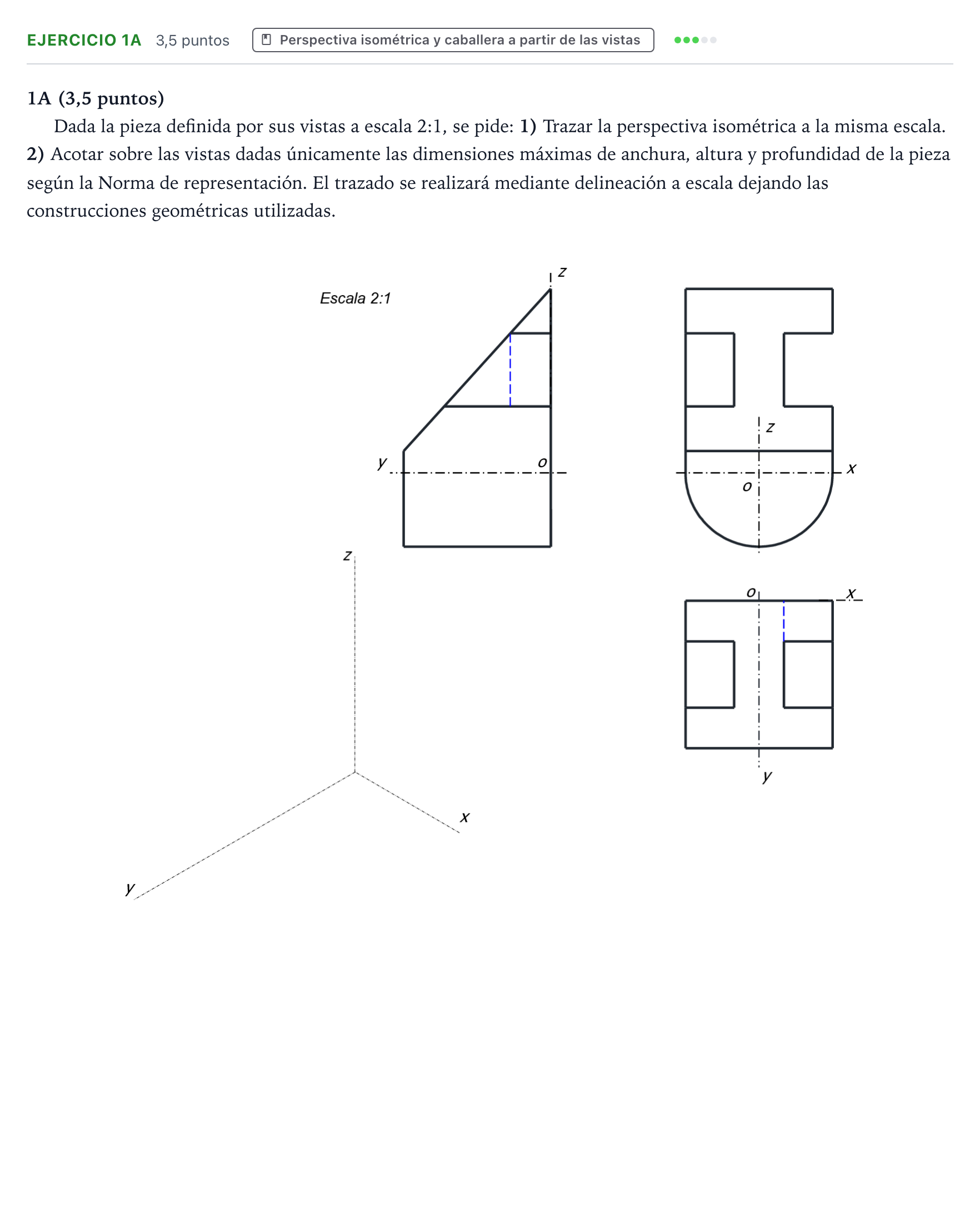Enunciado: Ejercicio 1A · Dibujo técnico II PAU Aragón Ordinaria 2025