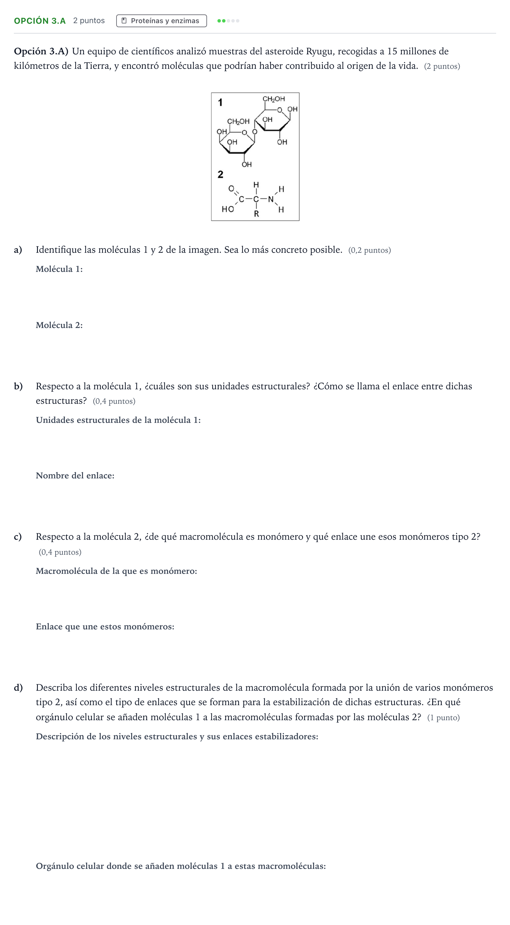 Enunciado: Opción 3.A · Biología PAU Aragón Ordinaria 2025