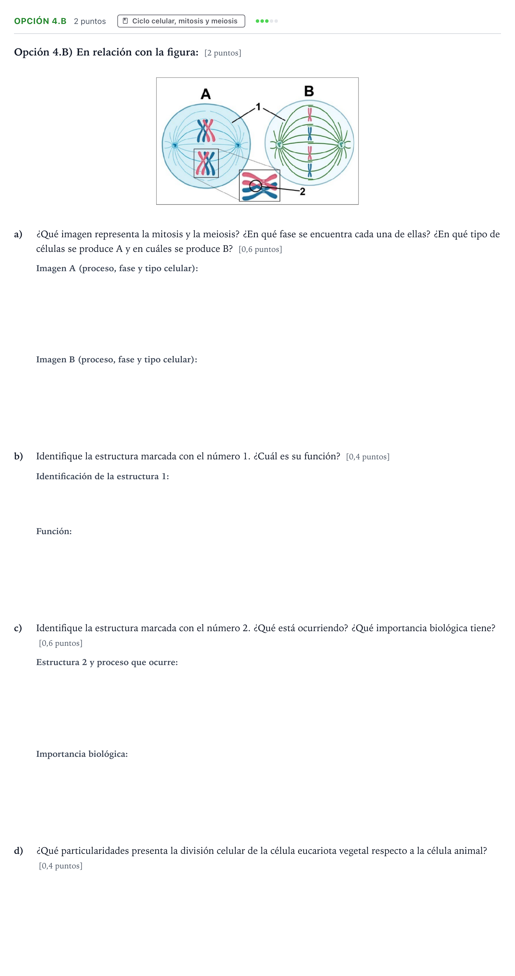 Enunciado: Opción 4.B · Biología PAU Aragón Ordinaria 2025