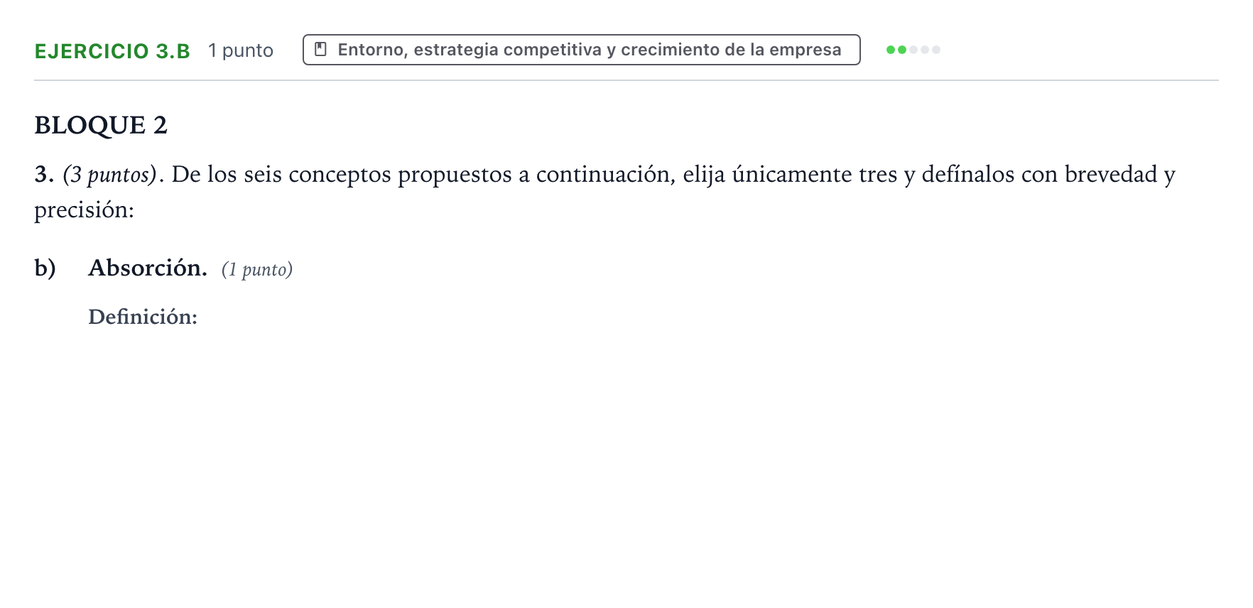 Enunciado: Ejercicio 3.b · Empresa y Diseño de Modelos de Negocio PAU Aragón Ordinaria 2025