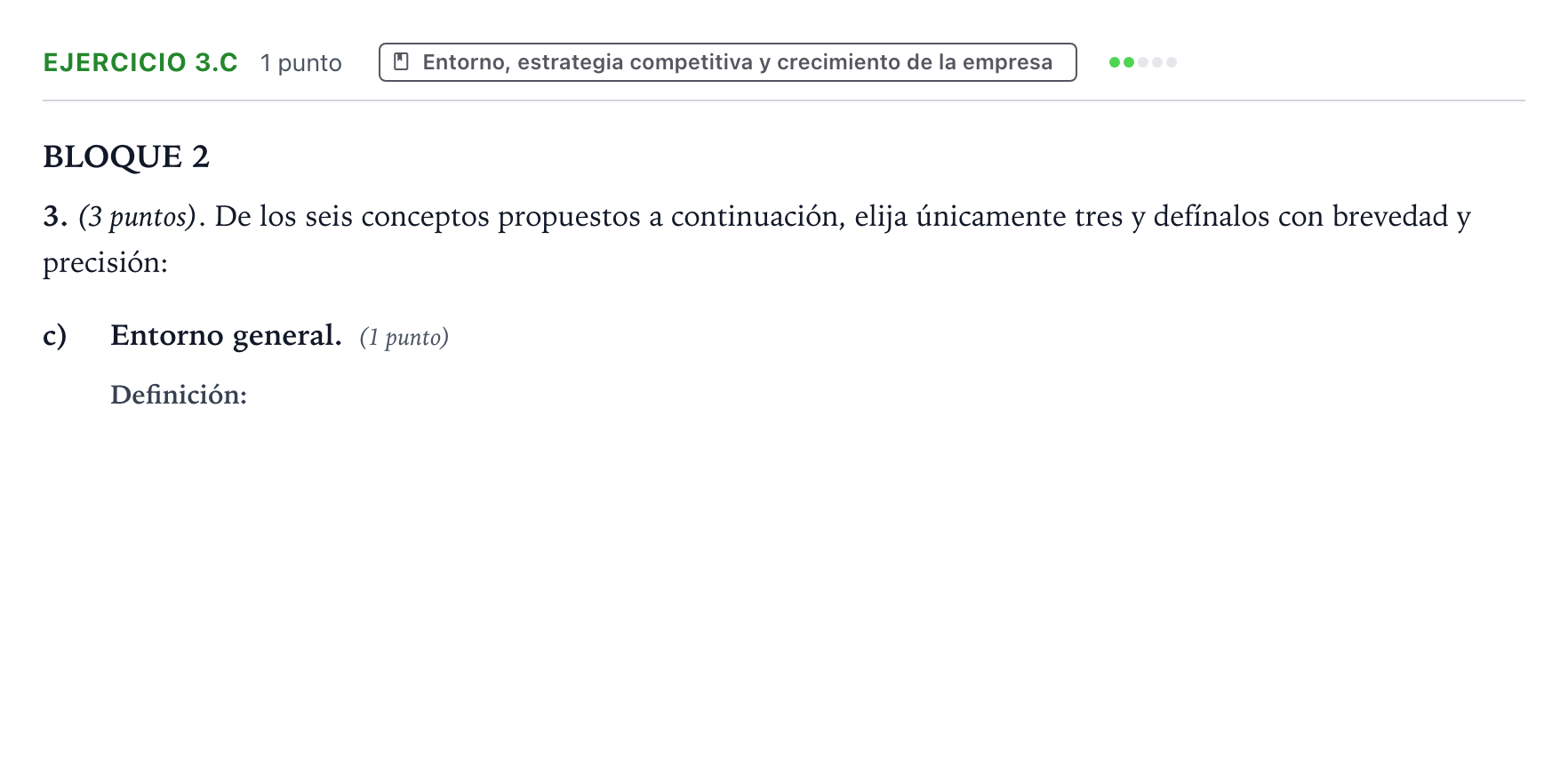 Enunciado: Ejercicio 3.c · Empresa y Diseño de Modelos de Negocio PAU Aragón Ordinaria 2025