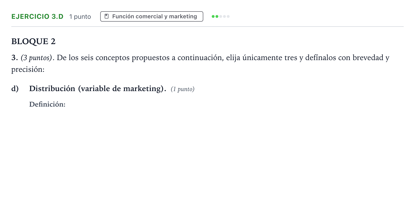 Enunciado: Ejercicio 3.d · Empresa y Diseño de Modelos de Negocio PAU Aragón Ordinaria 2025