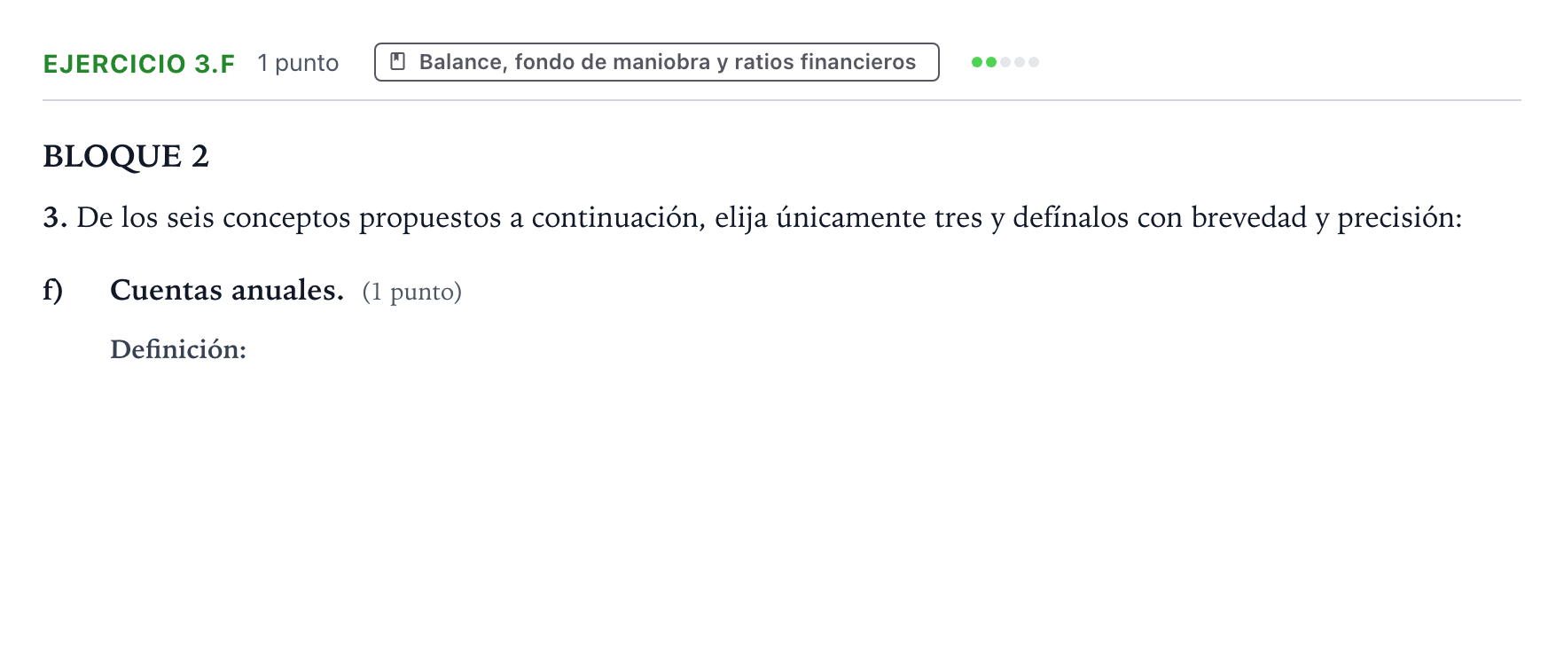 Enunciado: Ejercicio 3.f · Empresa y Diseño de Modelos de Negocio PAU Aragón Ordinaria 2025