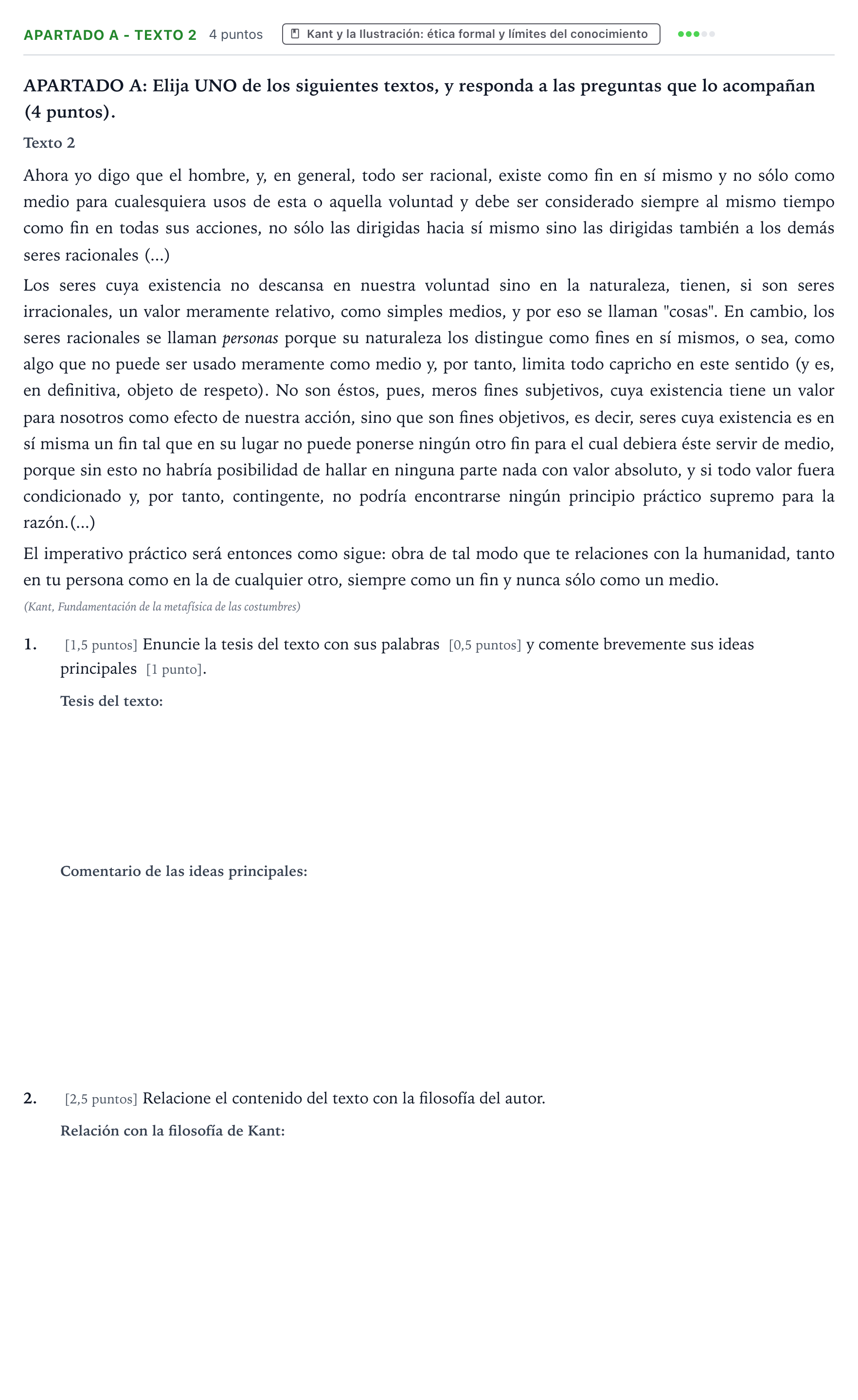 Enunciado: Apartado A - Texto 2 · Historia de la Filosofía PAU Aragón Extraordinaria 2025