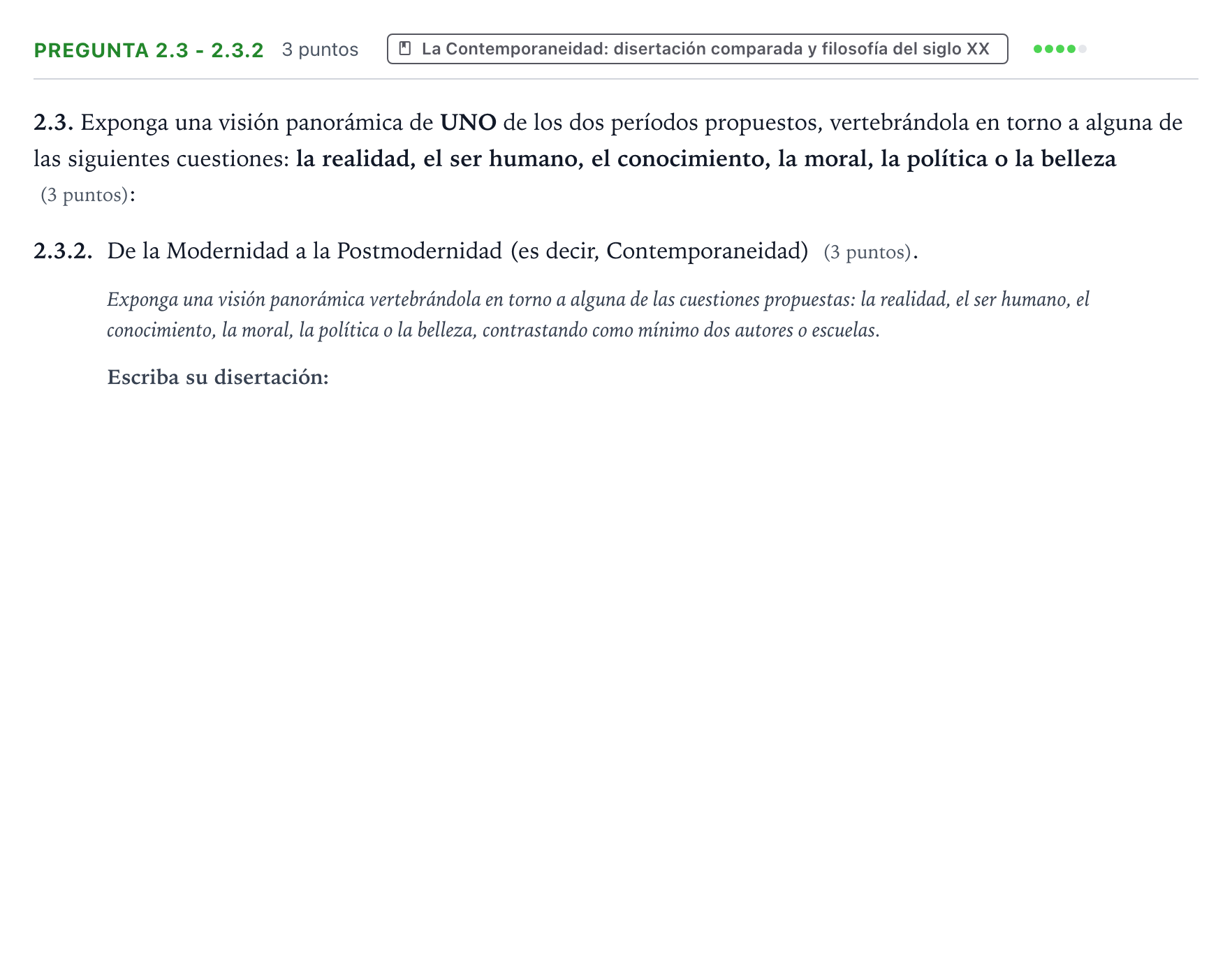 Enunciado: Pregunta 2.3 - 2.3.2 · Historia de la Filosofía PAU Aragón Extraordinaria 2025