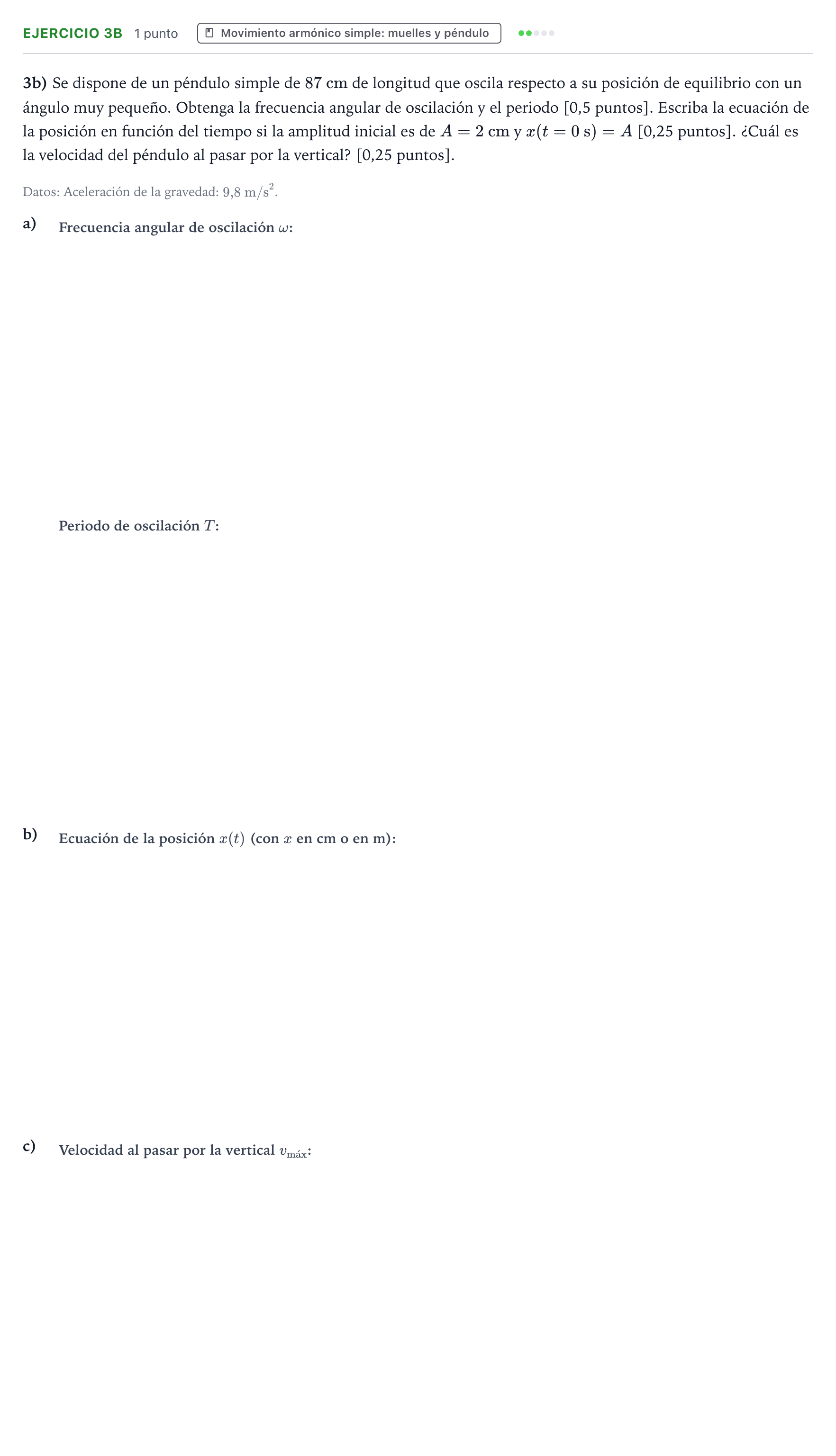 Enunciado: Ejercicio 3b · Física PAU Aragón Extraordinaria 2025