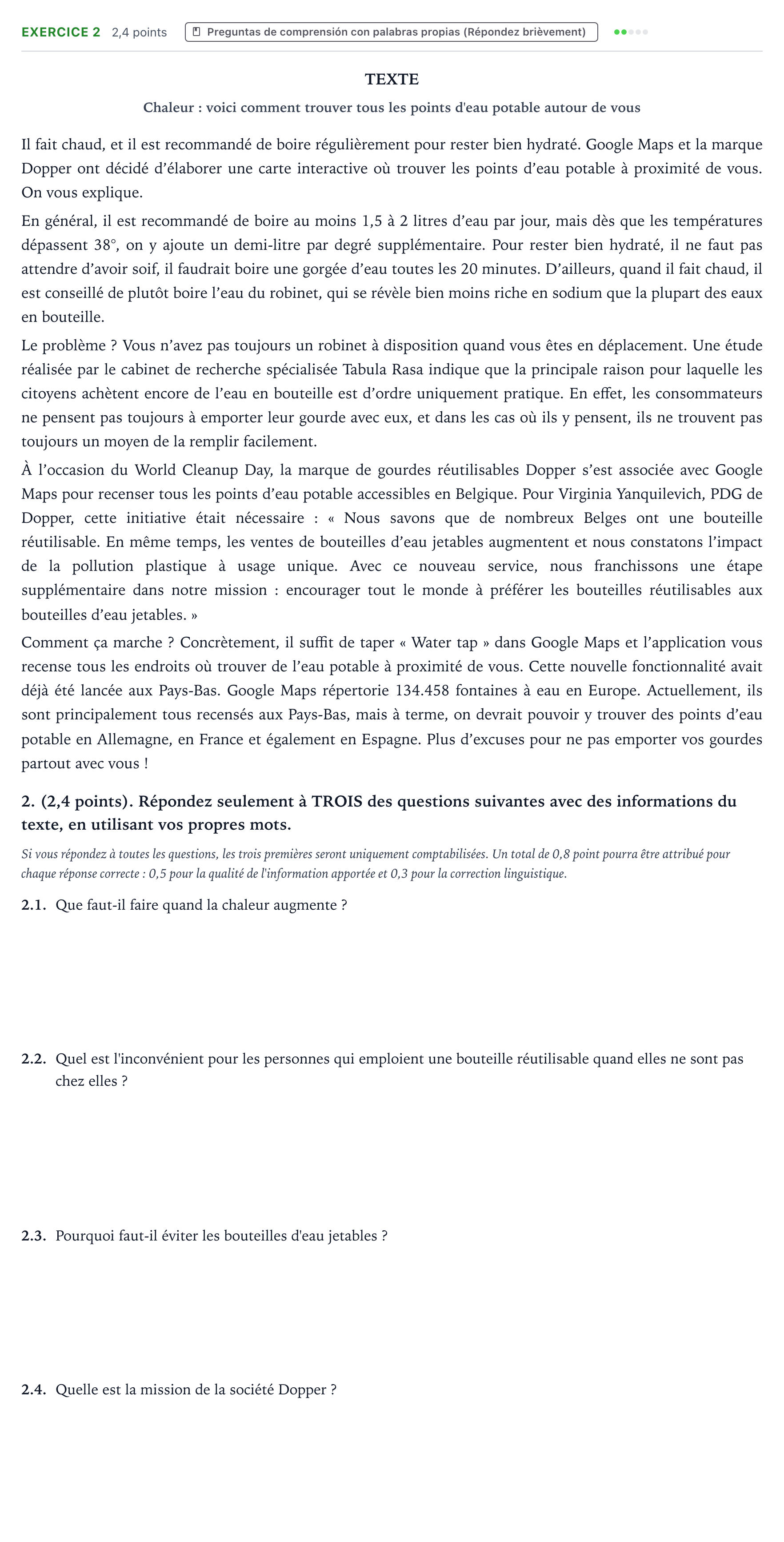 Enunciado: Problema 2 · Francés PAU Aragón Extraordinaria 2025