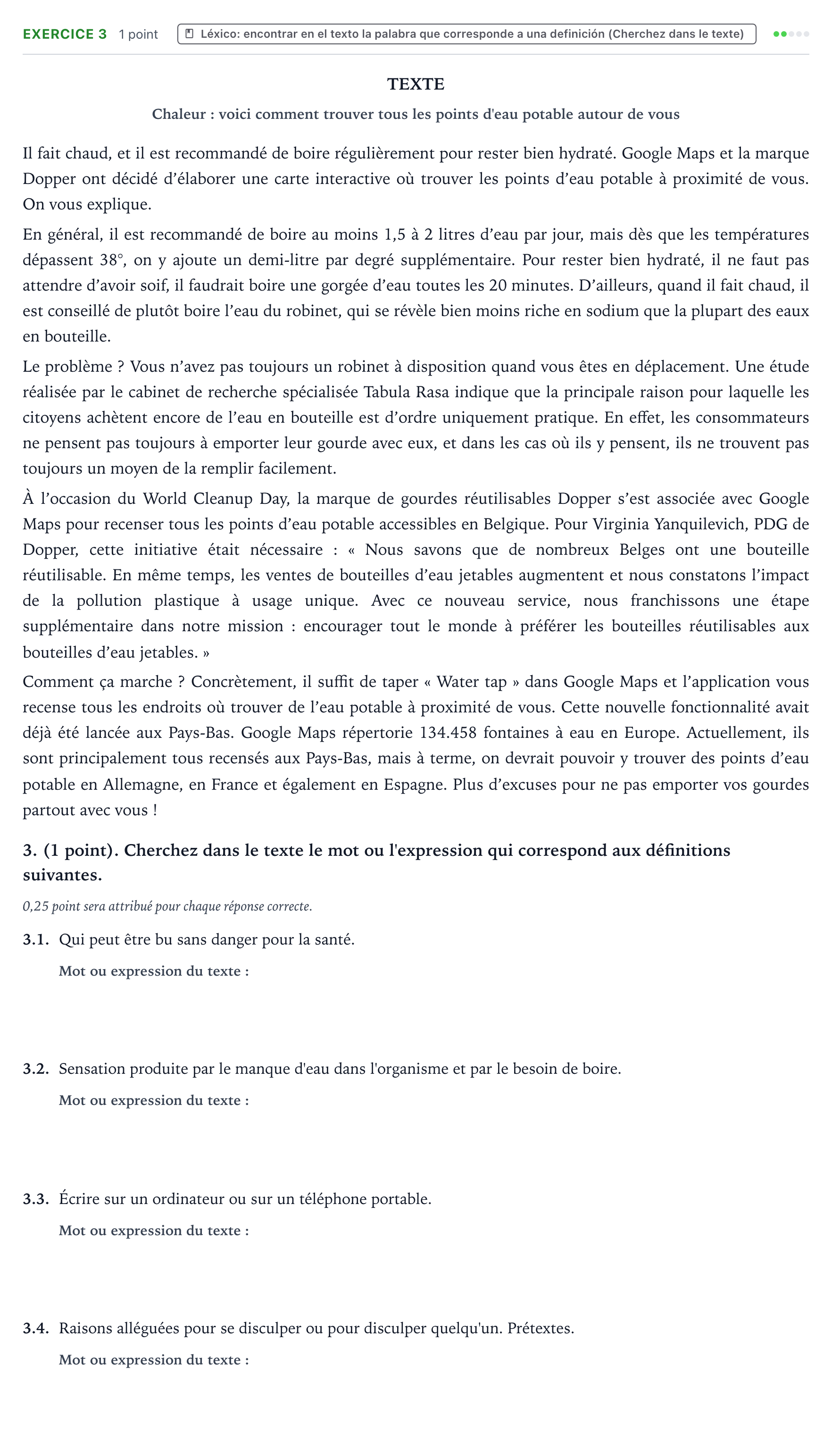 Enunciado: Problema 3 · Francés PAU Aragón Extraordinaria 2025