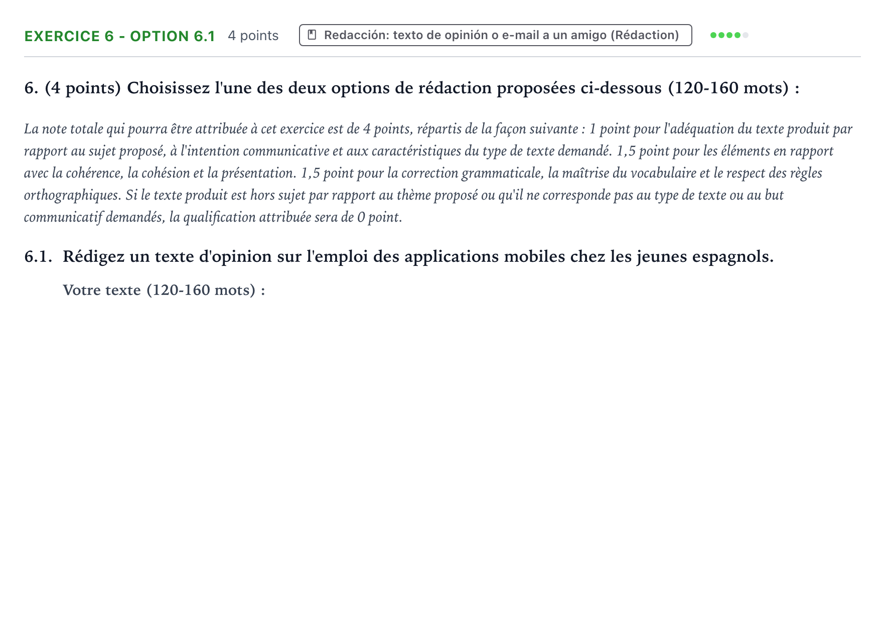 Enunciado: Ejercicio 6 - Option 6.1 · Francés PAU Aragón Extraordinaria 2025