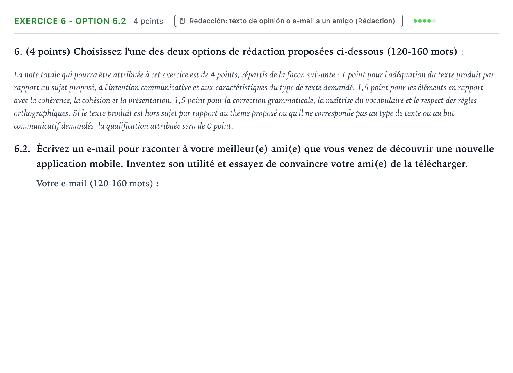 Enunciado: Ejercicio 6 - Option 6.2 · Francés PAU Aragón Extraordinaria 2025
