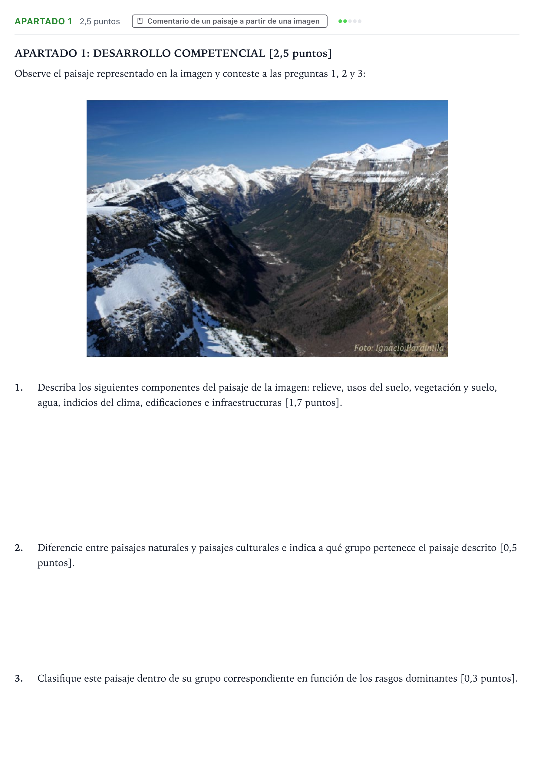 Enunciado: Apartado 1 · Geografía PAU Aragón Extraordinaria 2025