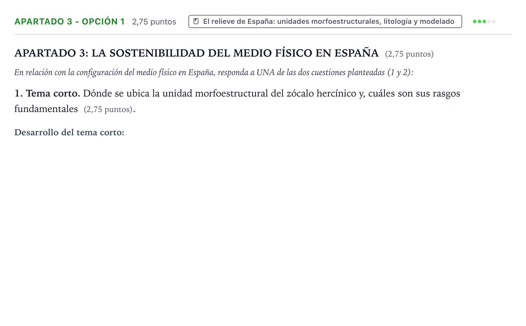 Enunciado: Apartado 3 - Opción 1 · Geografía PAU Aragón Extraordinaria 2025