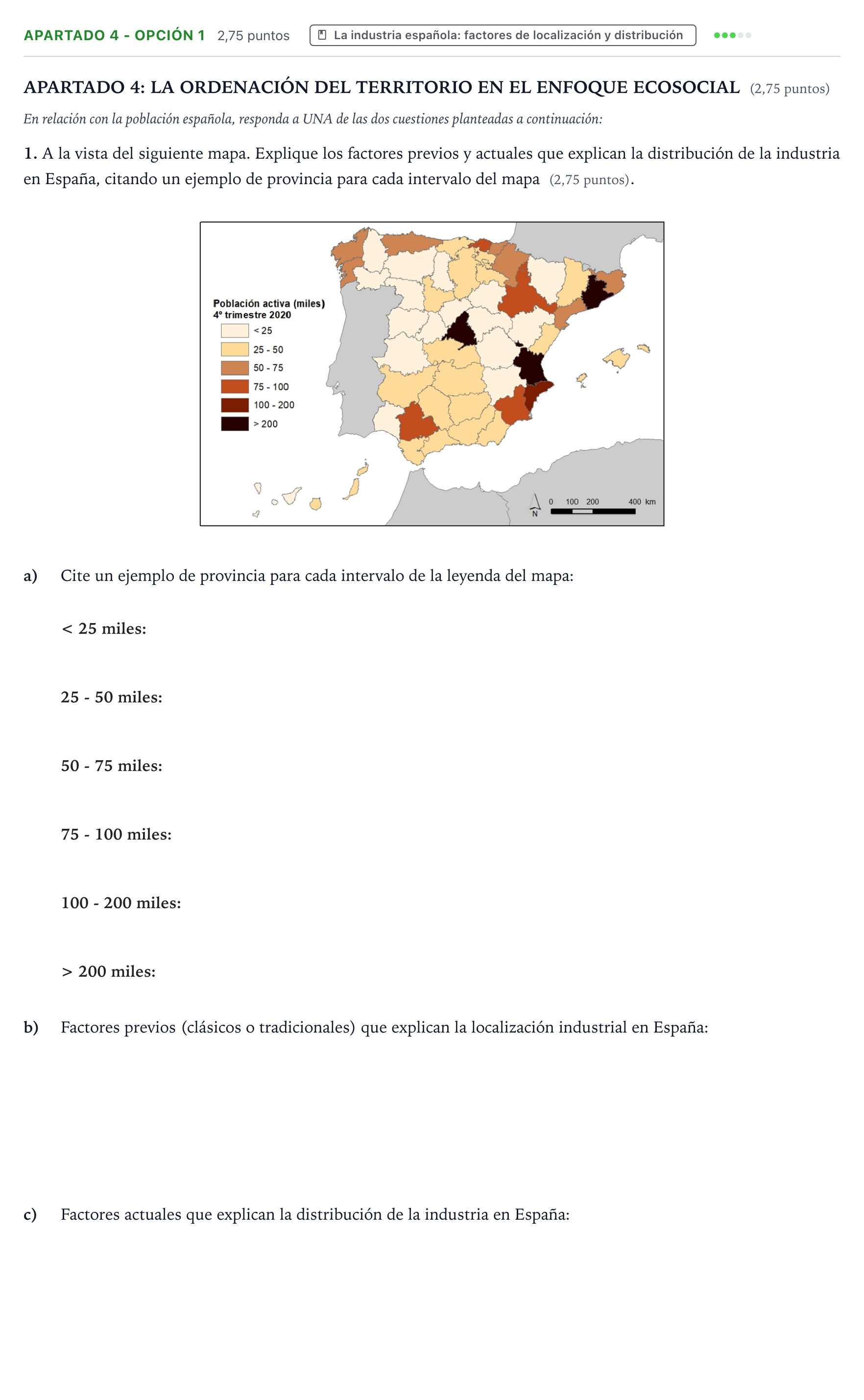 Enunciado: Apartado 4 - Opción 1 · Geografía PAU Aragón Extraordinaria 2025