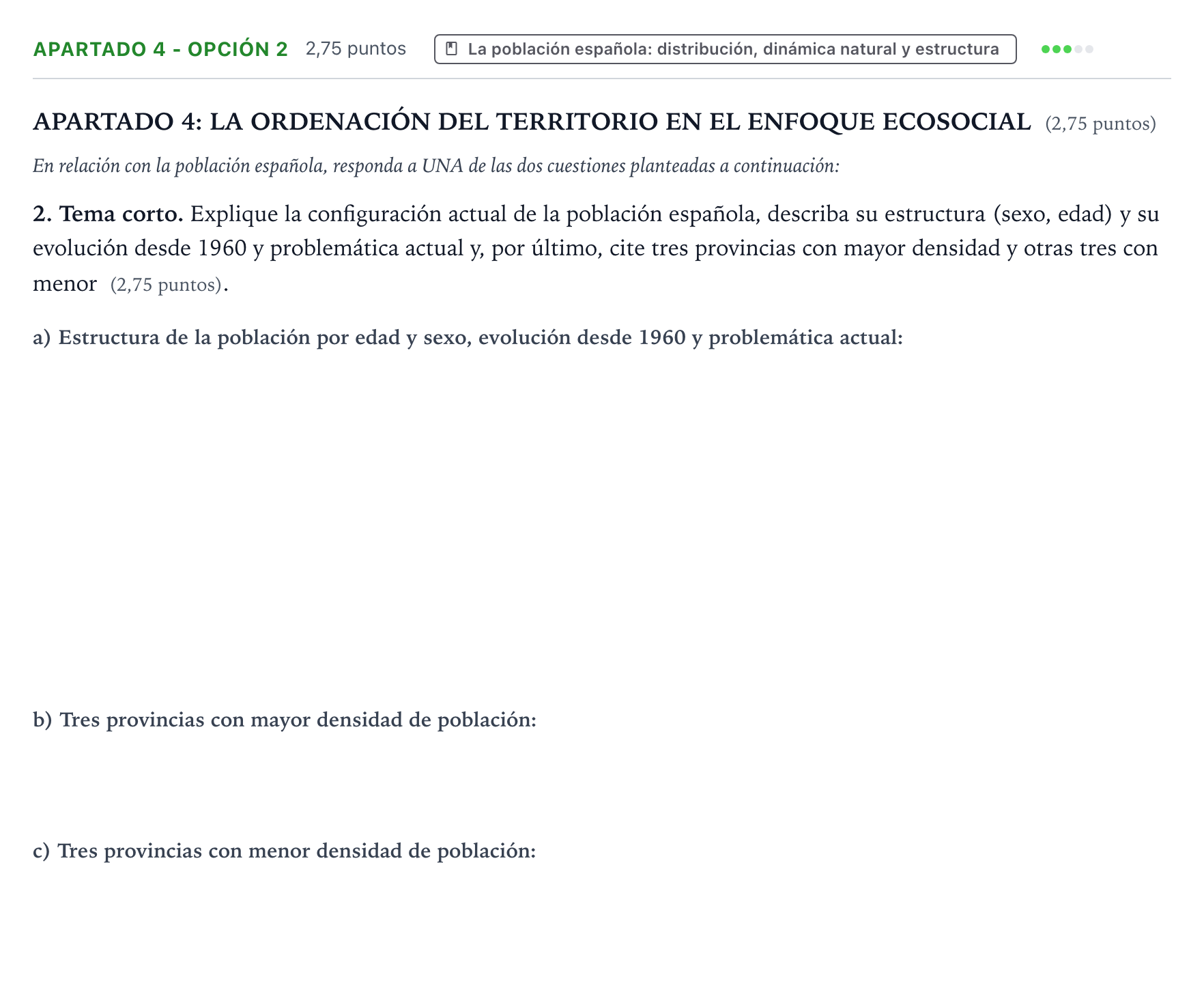 Enunciado: Apartado 4 - Opción 2 · Geografía PAU Aragón Extraordinaria 2025
