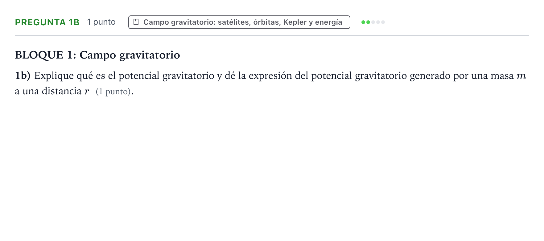 Enunciado: Pregunta 1b · Física PAU Aragón Ordinaria 2025
