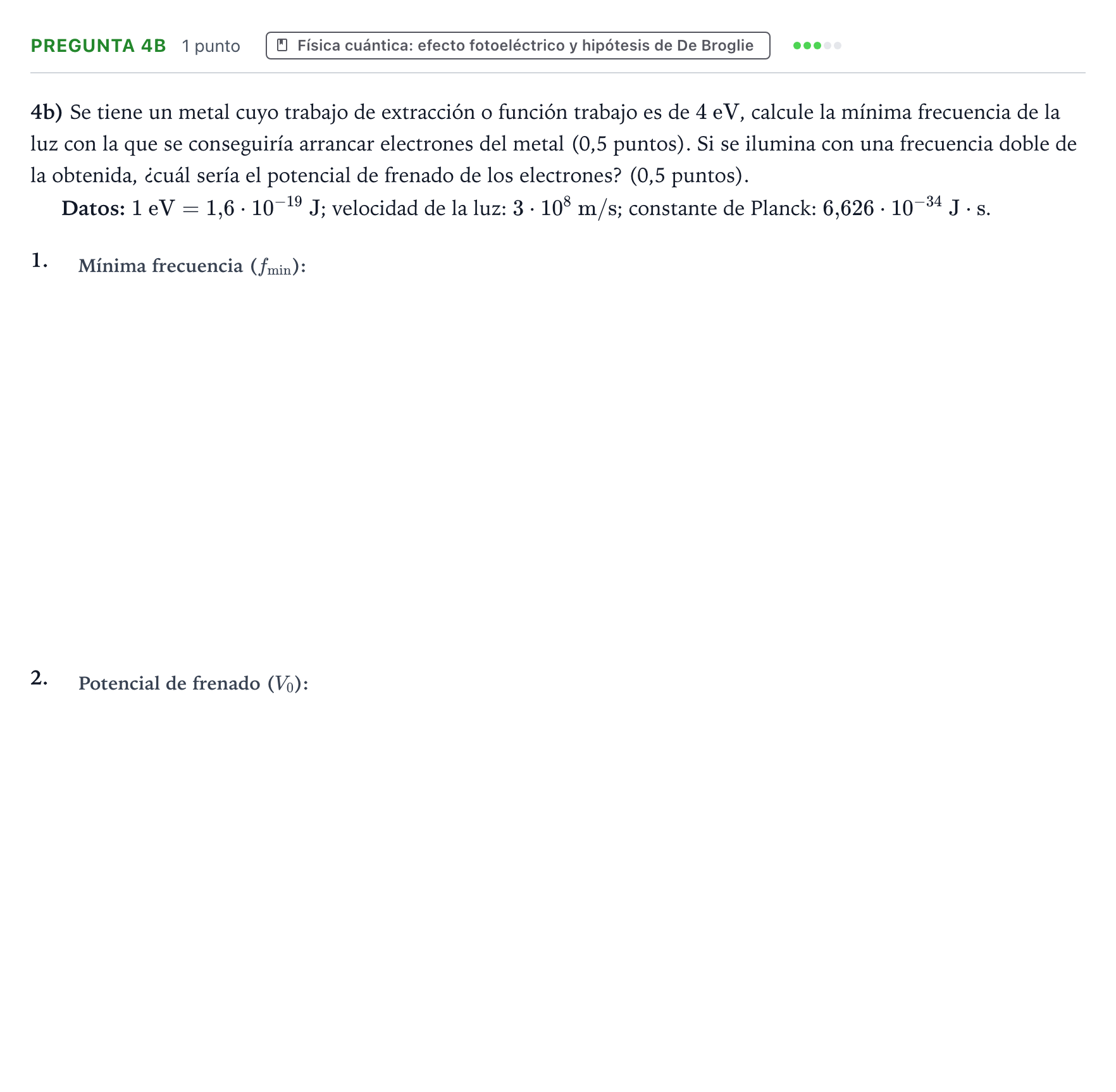 Enunciado: Pregunta 4b · Física PAU Aragón Ordinaria 2025