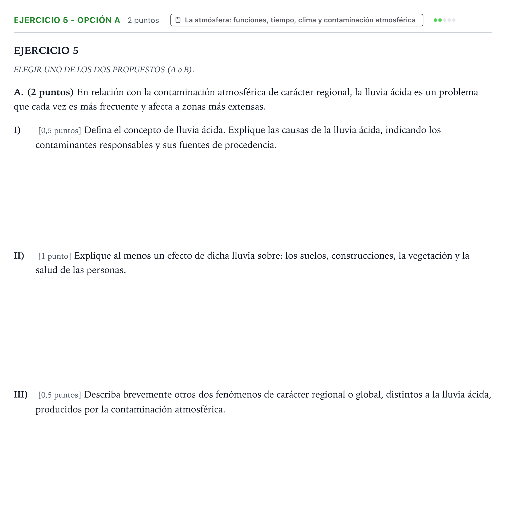 Enunciado: Ejercicio 5 - Opción A · Geología y Ciencias Ambientales PAU Aragón Extraordinaria 2025