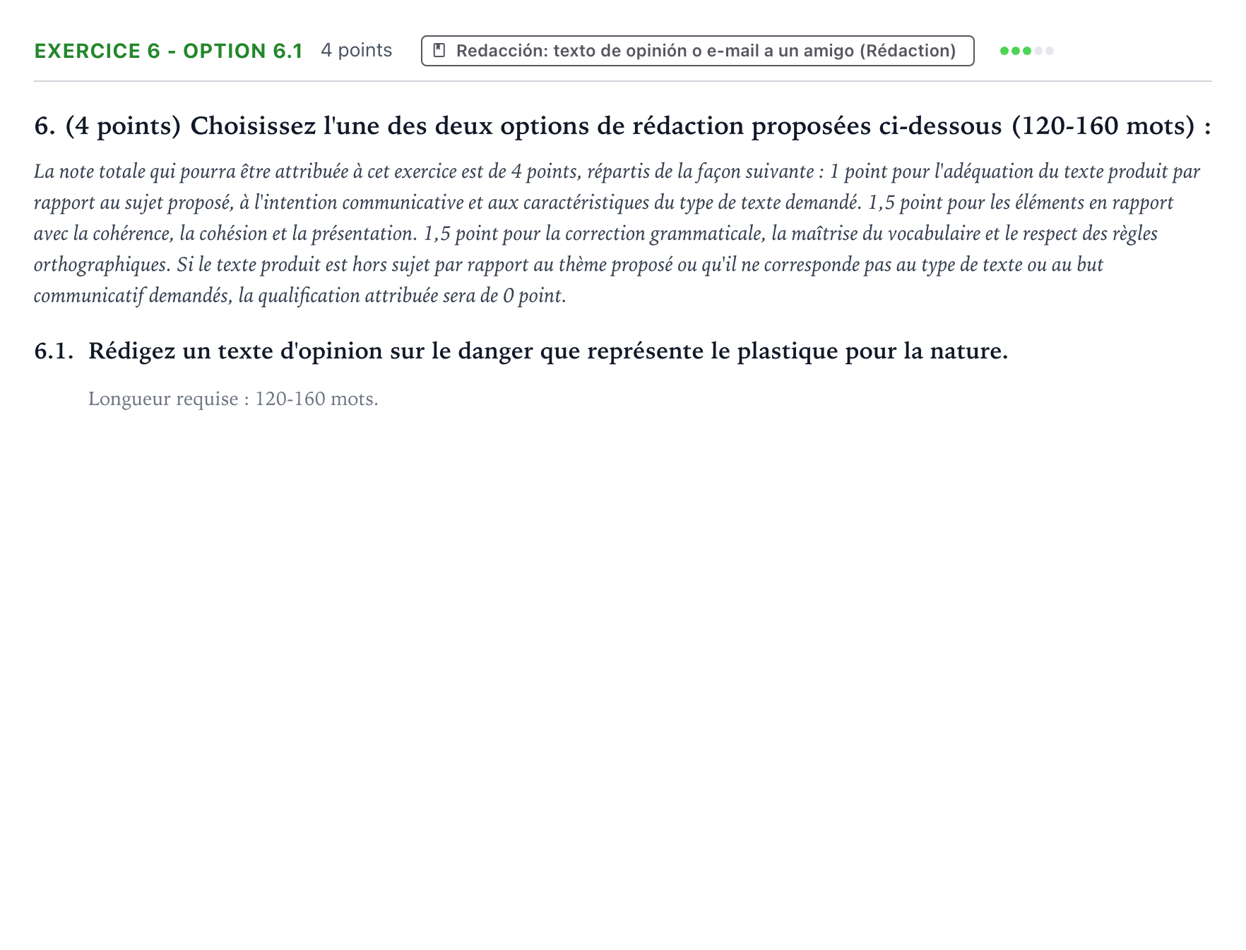 Enunciado: Ejercicio 6 - Option 6.1 · Francés PAU Aragón Ordinaria 2025