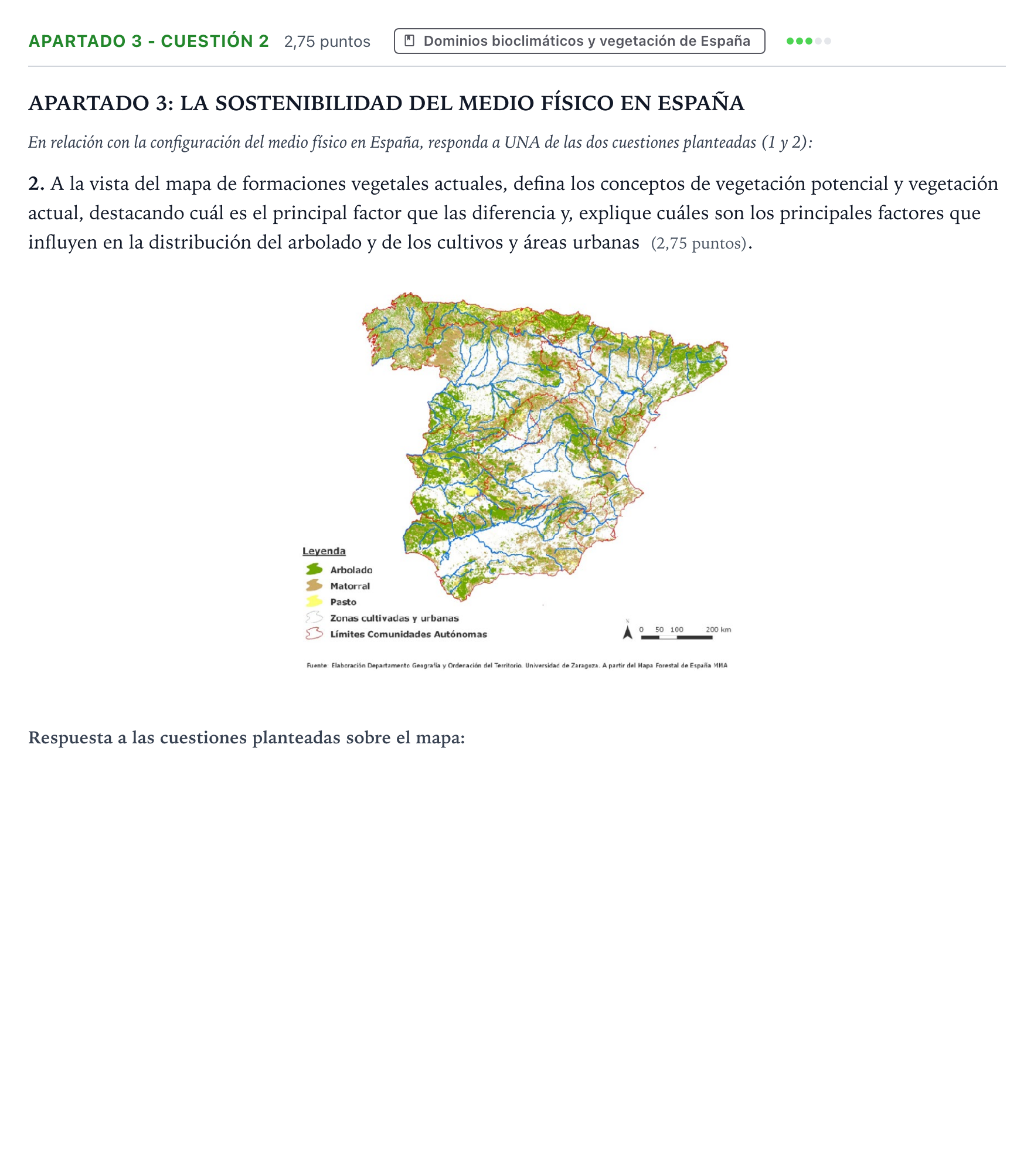 Enunciado: Apartado 3 - Cuestión 2 · Geografía PAU Aragón Ordinaria 2025