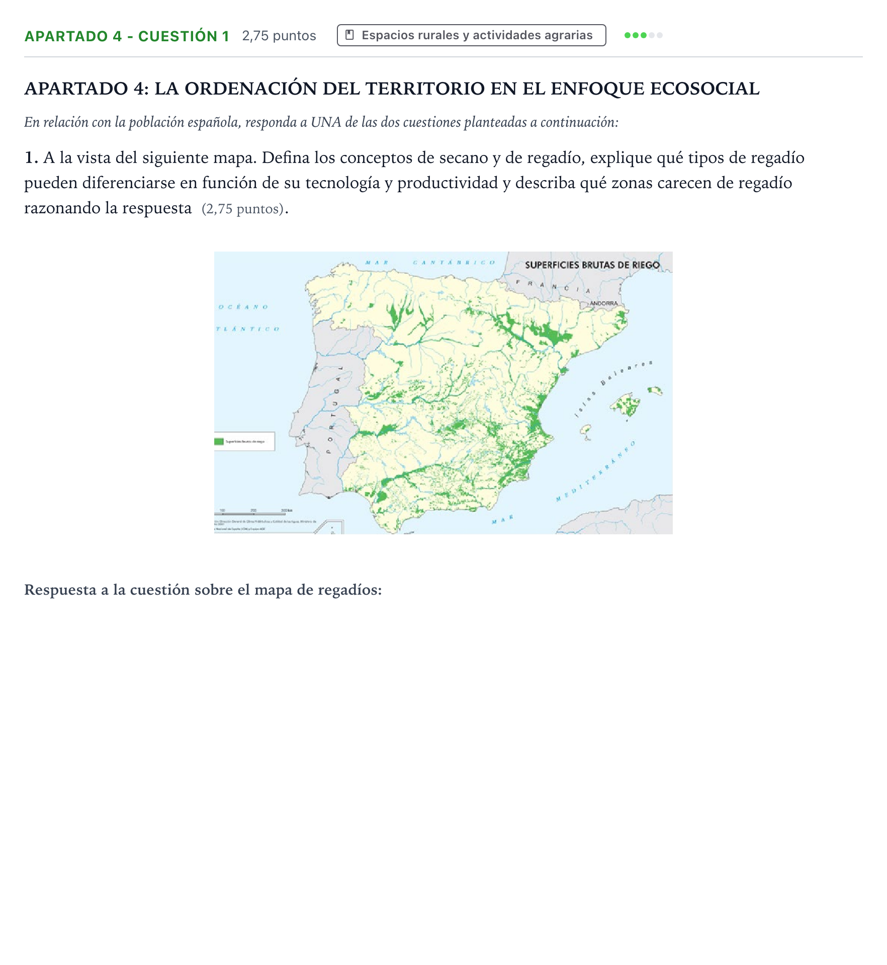 Enunciado: Apartado 4 - Cuestión 1 · Geografía PAU Aragón Ordinaria 2025