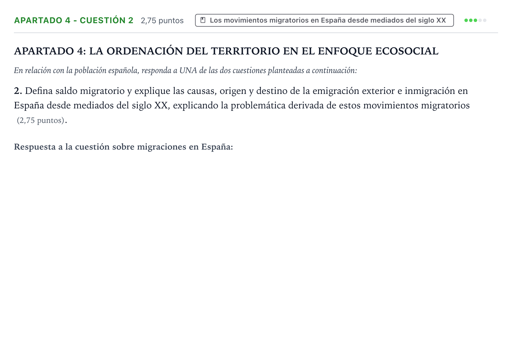Enunciado: Apartado 4 - Cuestión 2 · Geografía PAU Aragón Ordinaria 2025