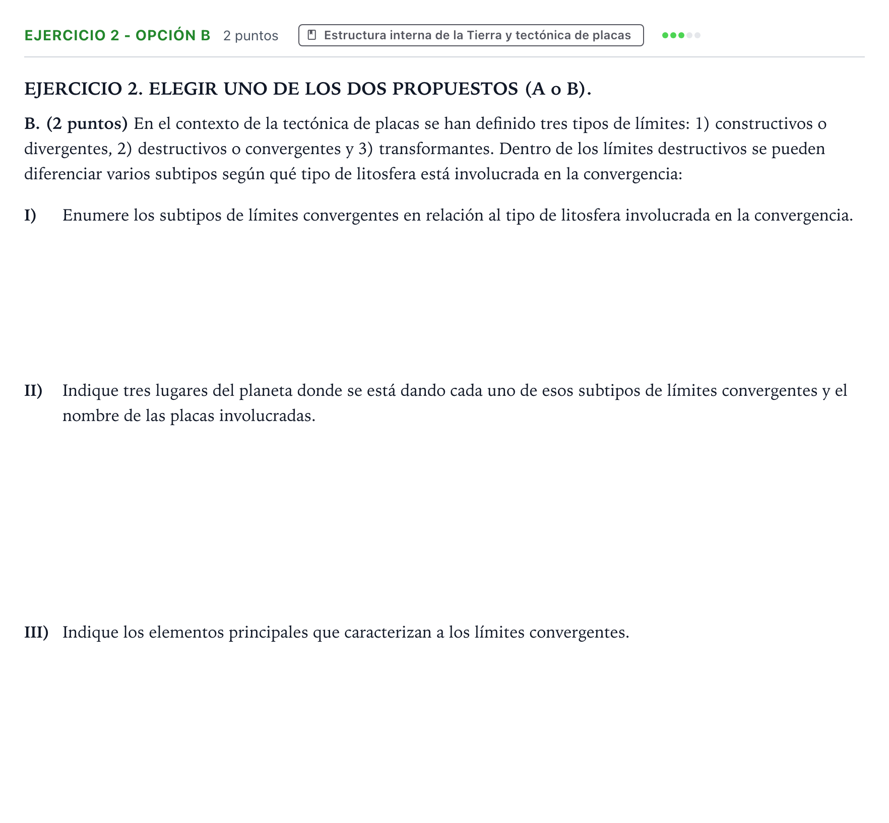 Enunciado: Ejercicio 2 - Opción B · Geología y Ciencias Ambientales PAU Aragón Ordinaria 2025
