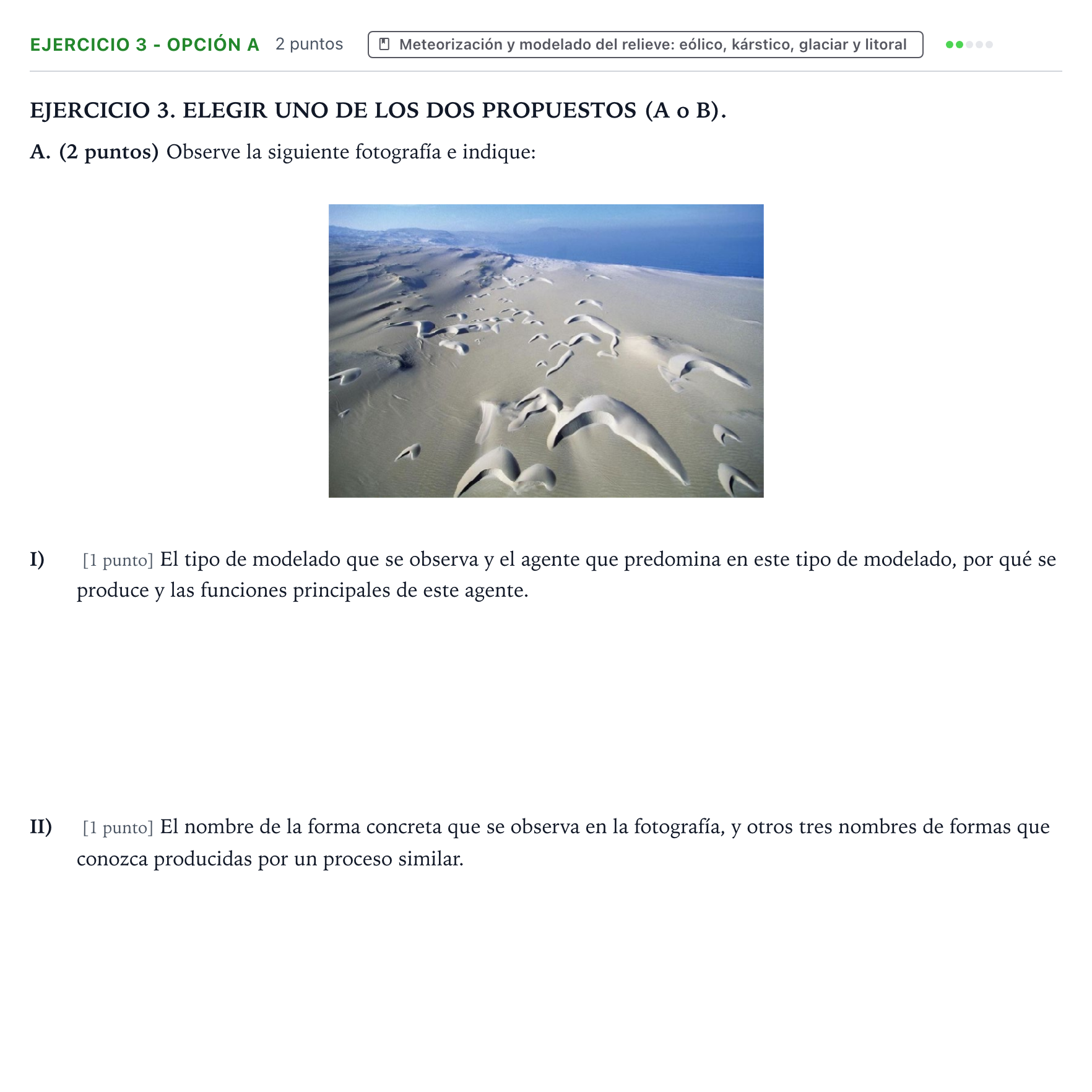 Enunciado: Ejercicio 3 - Opción A · Geología y Ciencias Ambientales PAU Aragón Ordinaria 2025