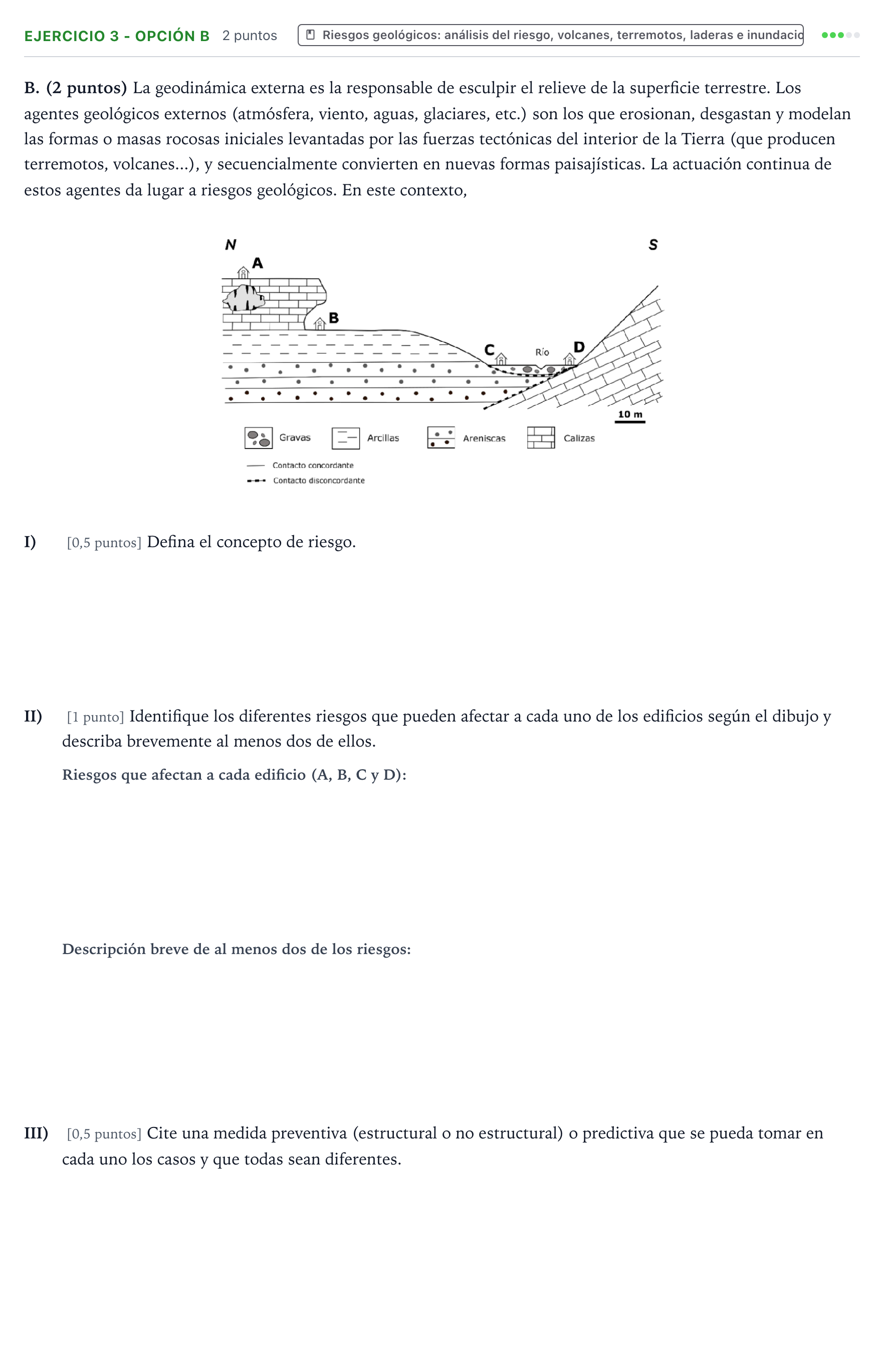 Enunciado: Ejercicio 3 - Opción B · Geología y Ciencias Ambientales PAU Aragón Ordinaria 2025