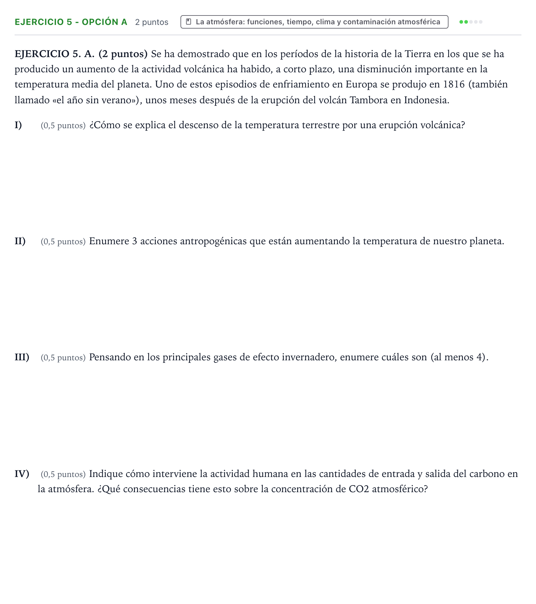 Enunciado: Ejercicio 5 - Opción A · Geología y Ciencias Ambientales PAU Aragón Ordinaria 2025