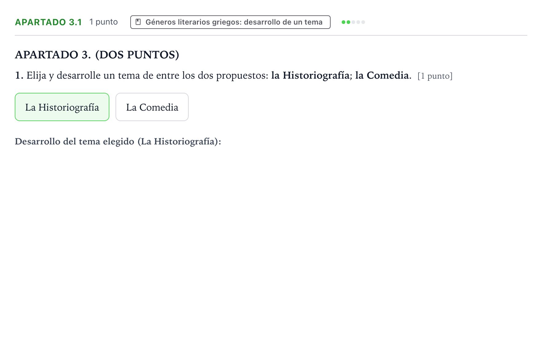 Enunciado: Apartado 3.1 · Griego II PAU Aragón Extraordinaria 2025
