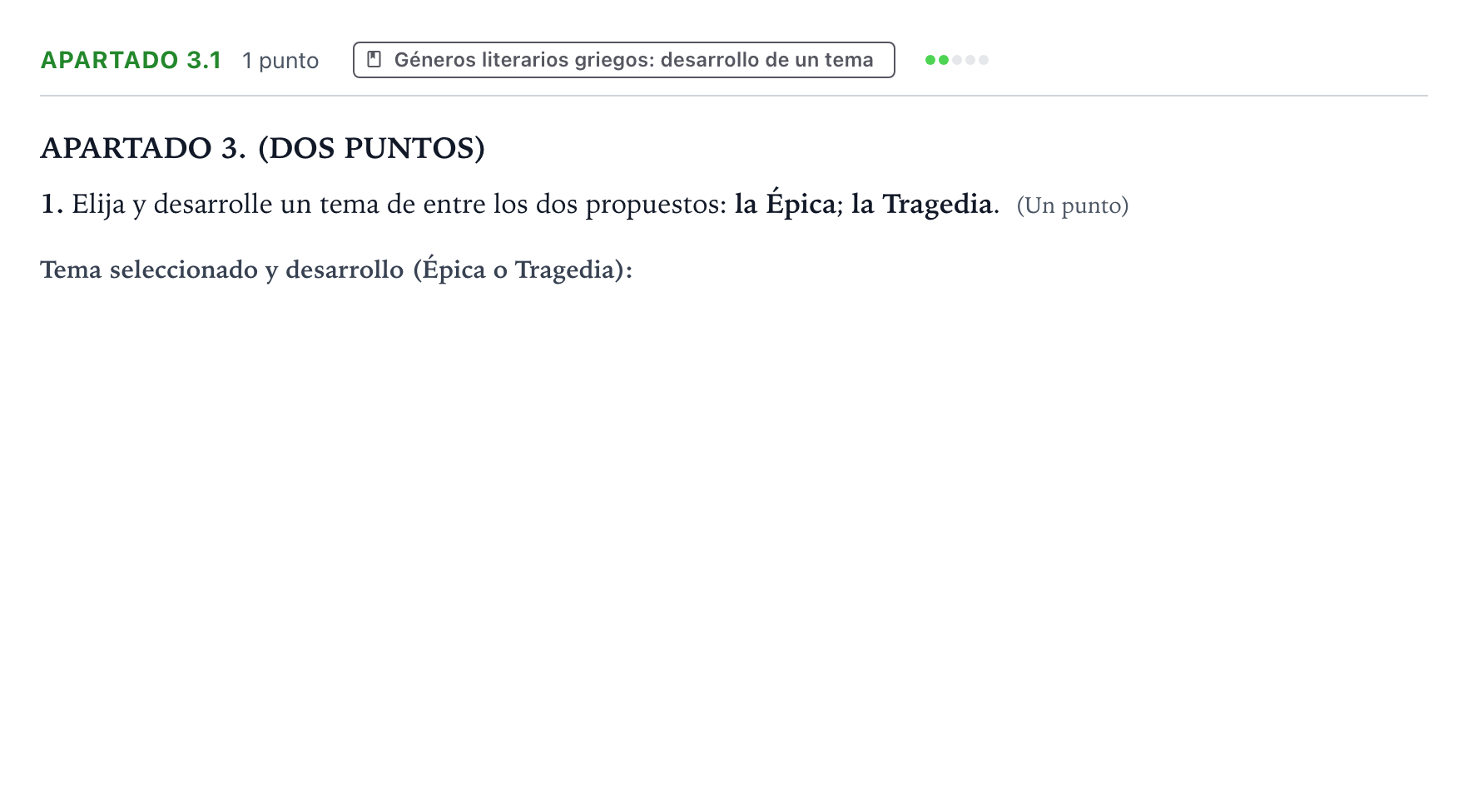 Enunciado: Apartado 3.1 · Griego II PAU Aragón Ordinaria 2025