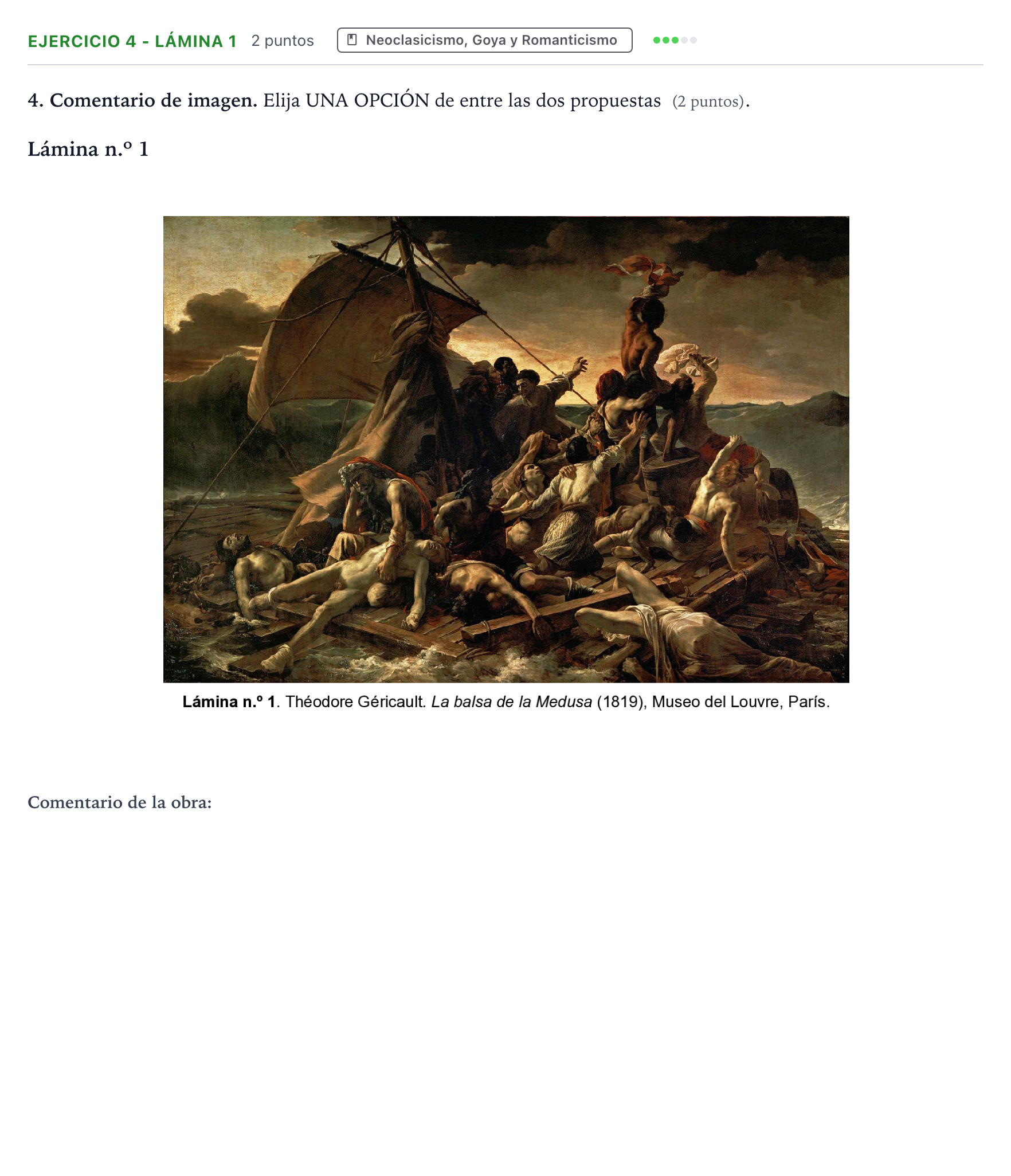 Enunciado: Ejercicio 4 - Lámina 1 · Historia del Arte PAU Aragón Extraordinaria 2025