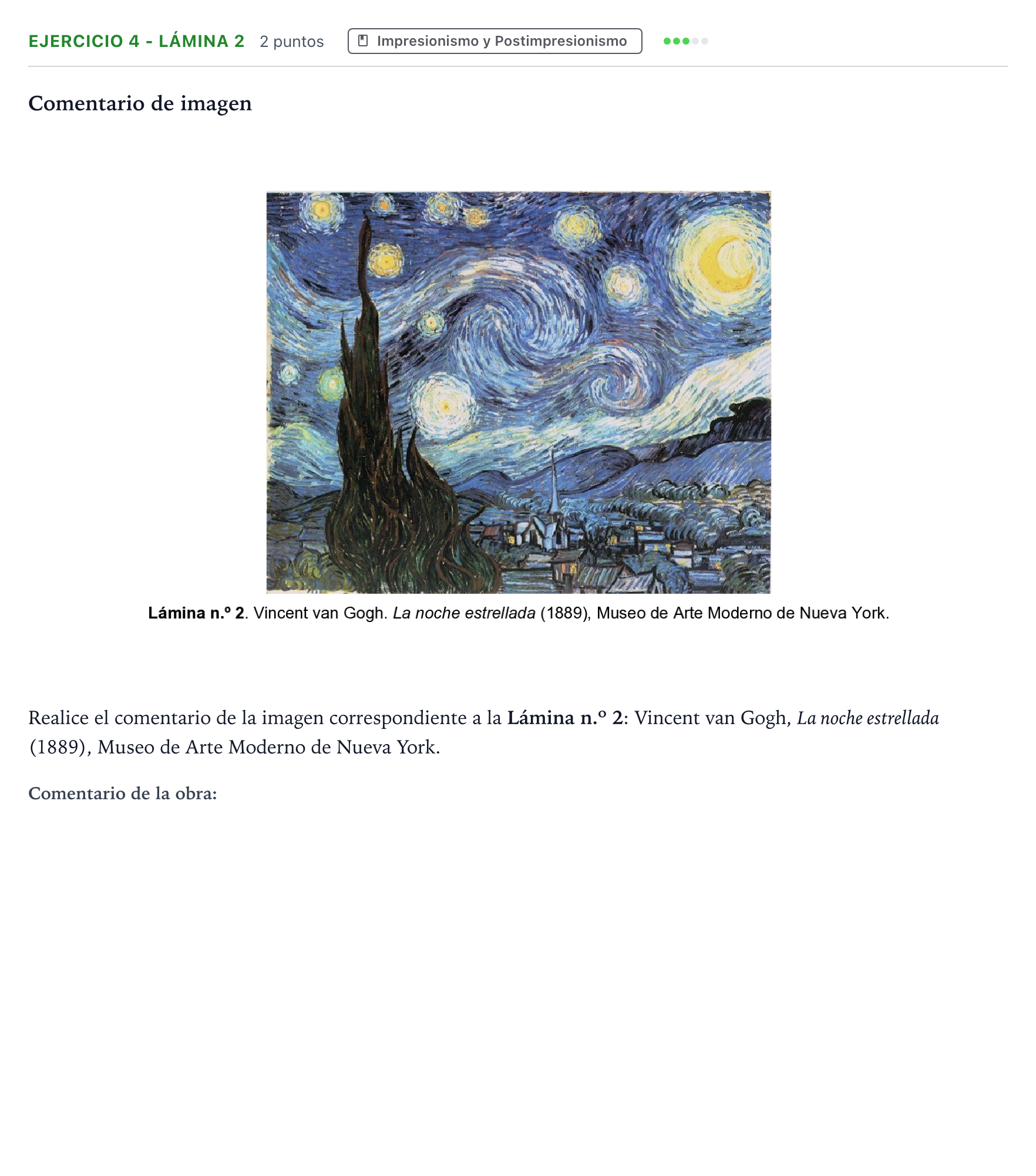 Enunciado: Ejercicio 4 - Lámina 2 · Historia del Arte PAU Aragón Extraordinaria 2025