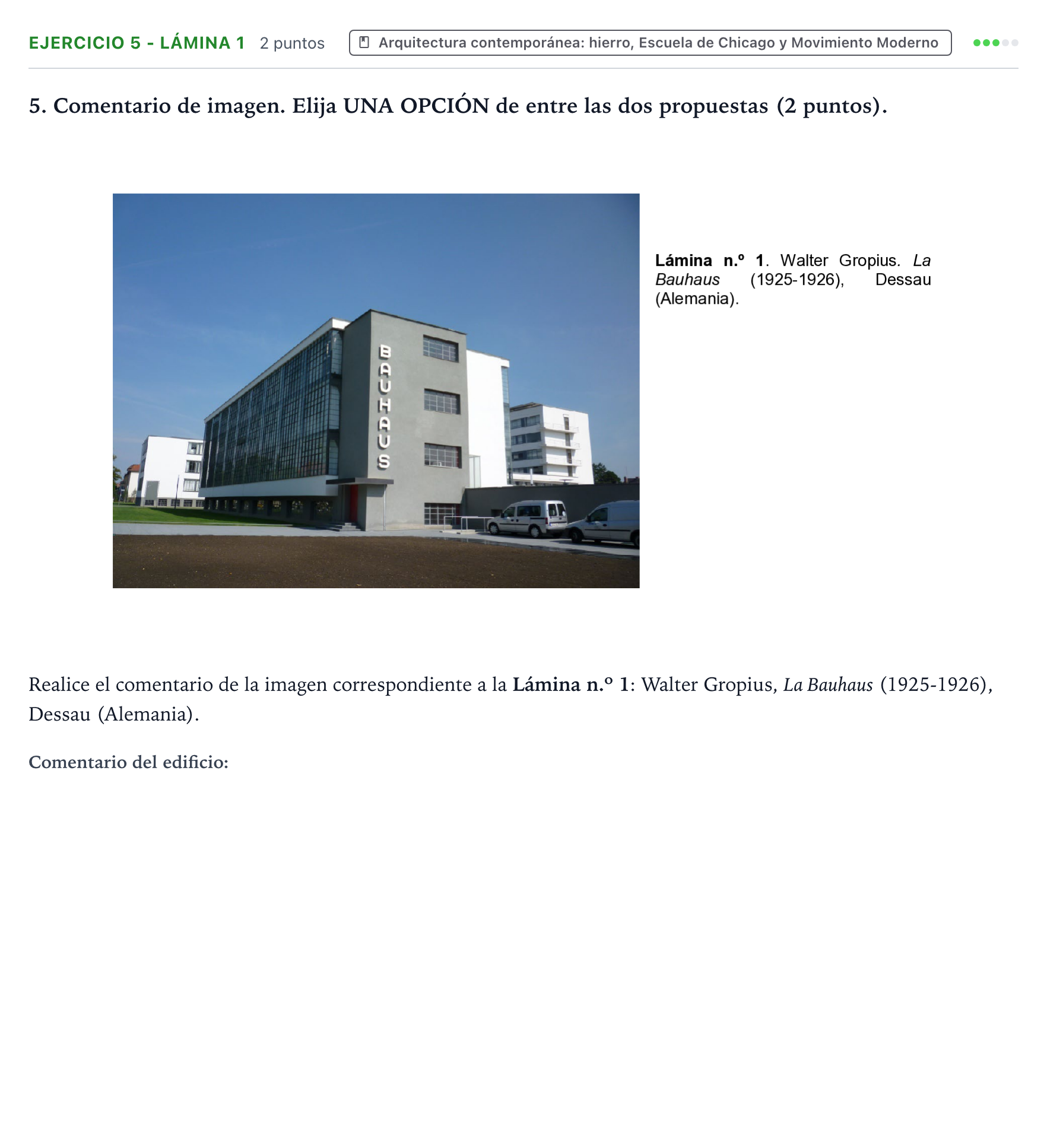 Enunciado: Ejercicio 5 - Lámina 1 · Historia del Arte PAU Aragón Extraordinaria 2025
