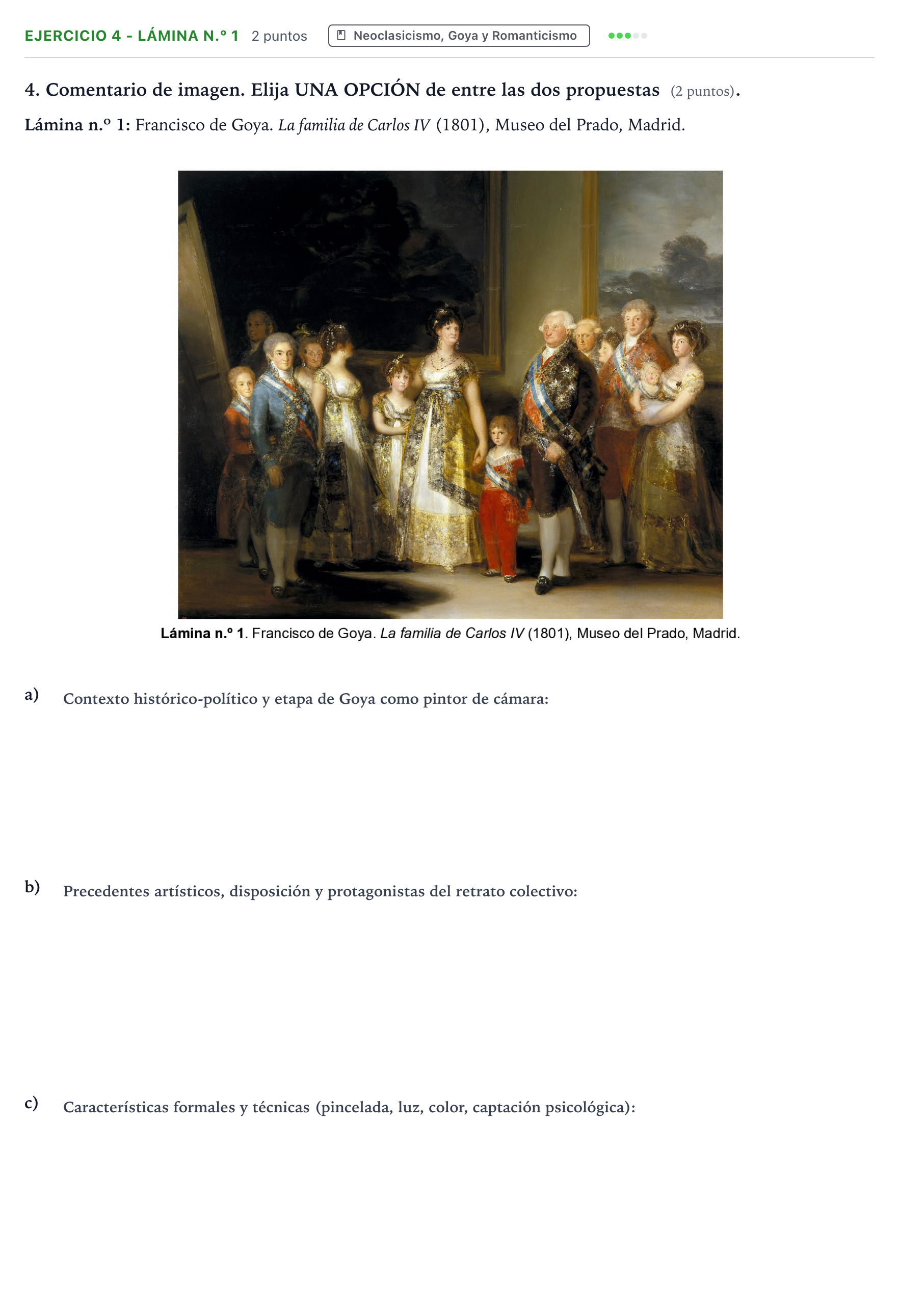 Enunciado: Ejercicio 4 - Lámina n.º 1 · Historia del Arte PAU Aragón Ordinaria 2025