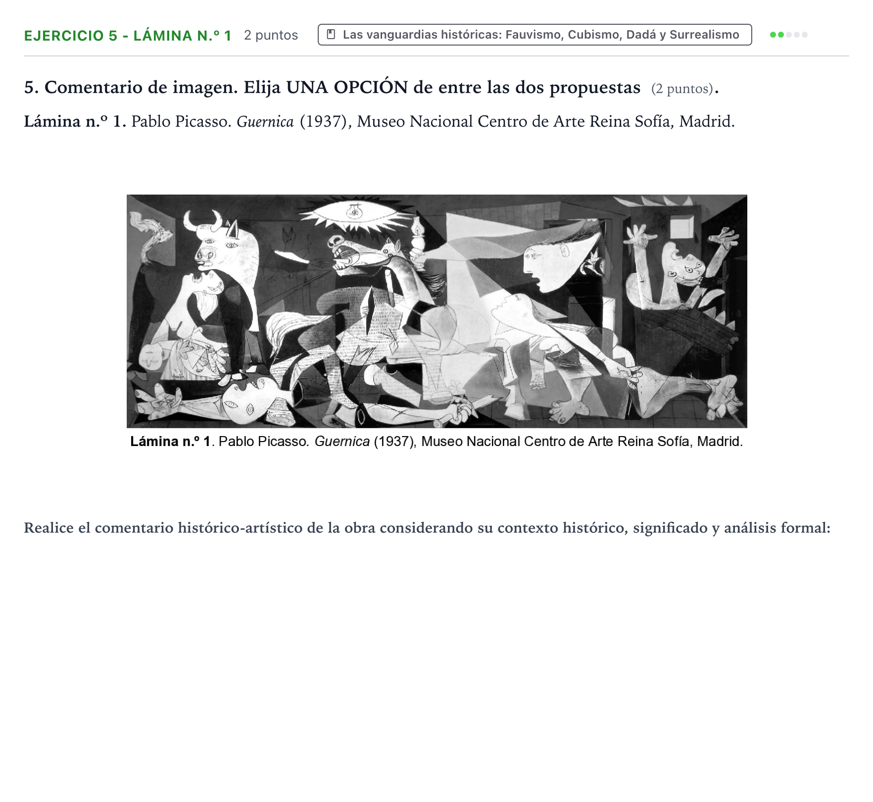 Enunciado: Ejercicio 5 - Lámina n.º 1 · Historia del Arte PAU Aragón Ordinaria 2025
