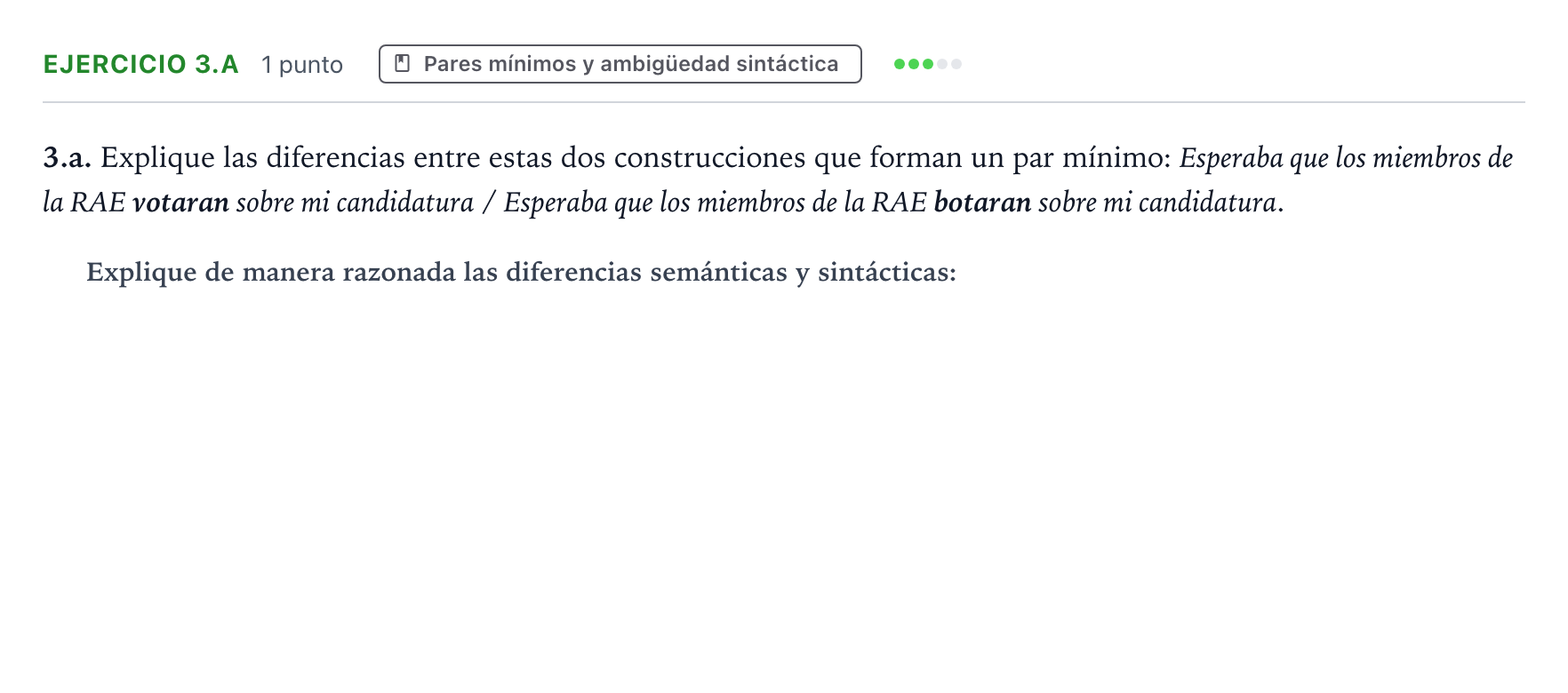 Enunciado: Ejercicio 3.a · Lengua Castellana y Literatura II PAU Aragón Extraordinaria 2025