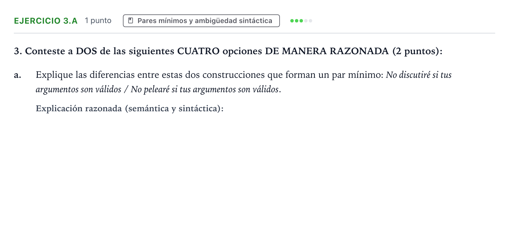 Enunciado: Ejercicio 3.a · Lengua Castellana y Literatura II PAU Aragón Ordinaria 2025