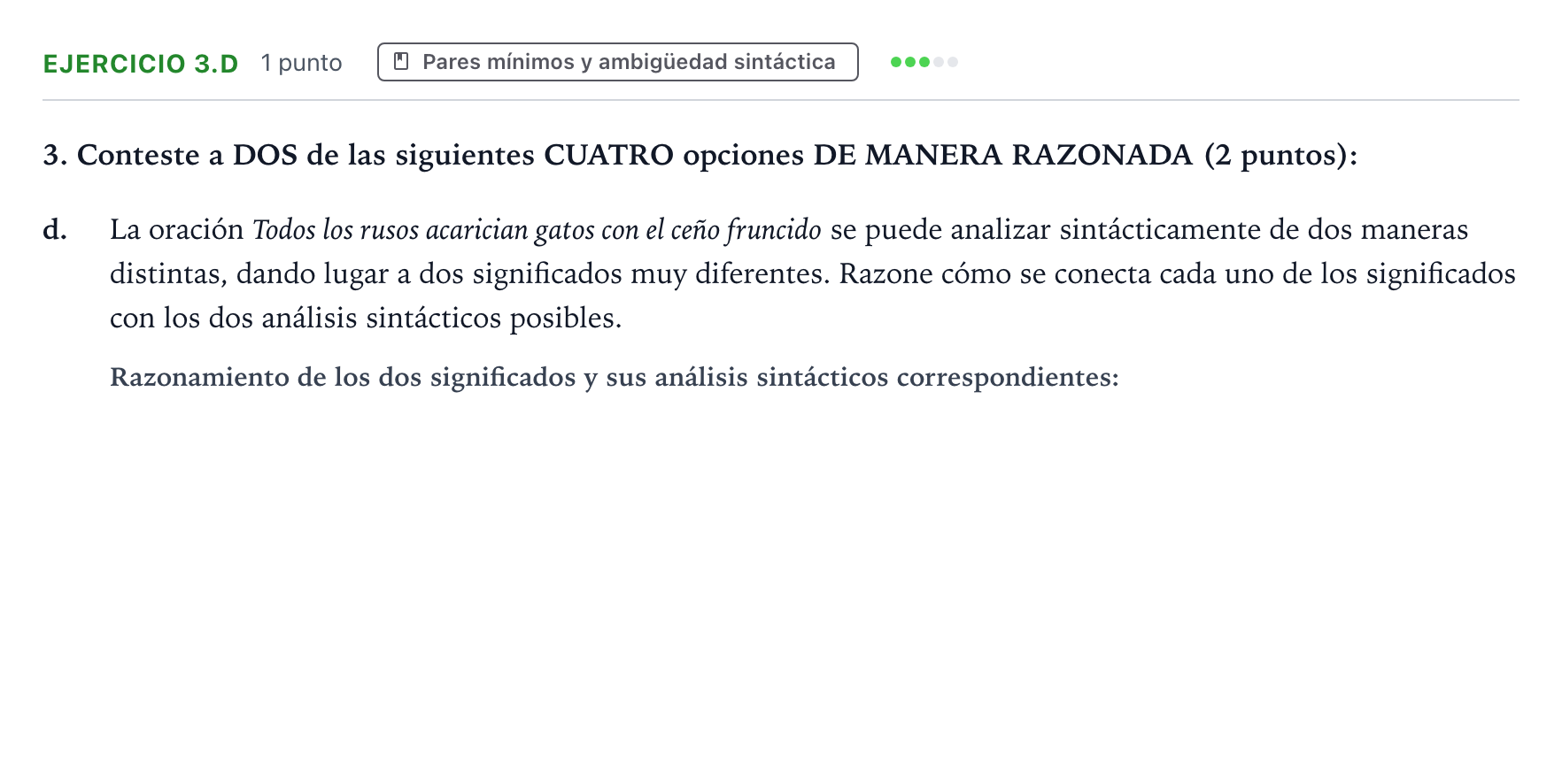 Enunciado: Ejercicio 3.d · Lengua Castellana y Literatura II PAU Aragón Ordinaria 2025