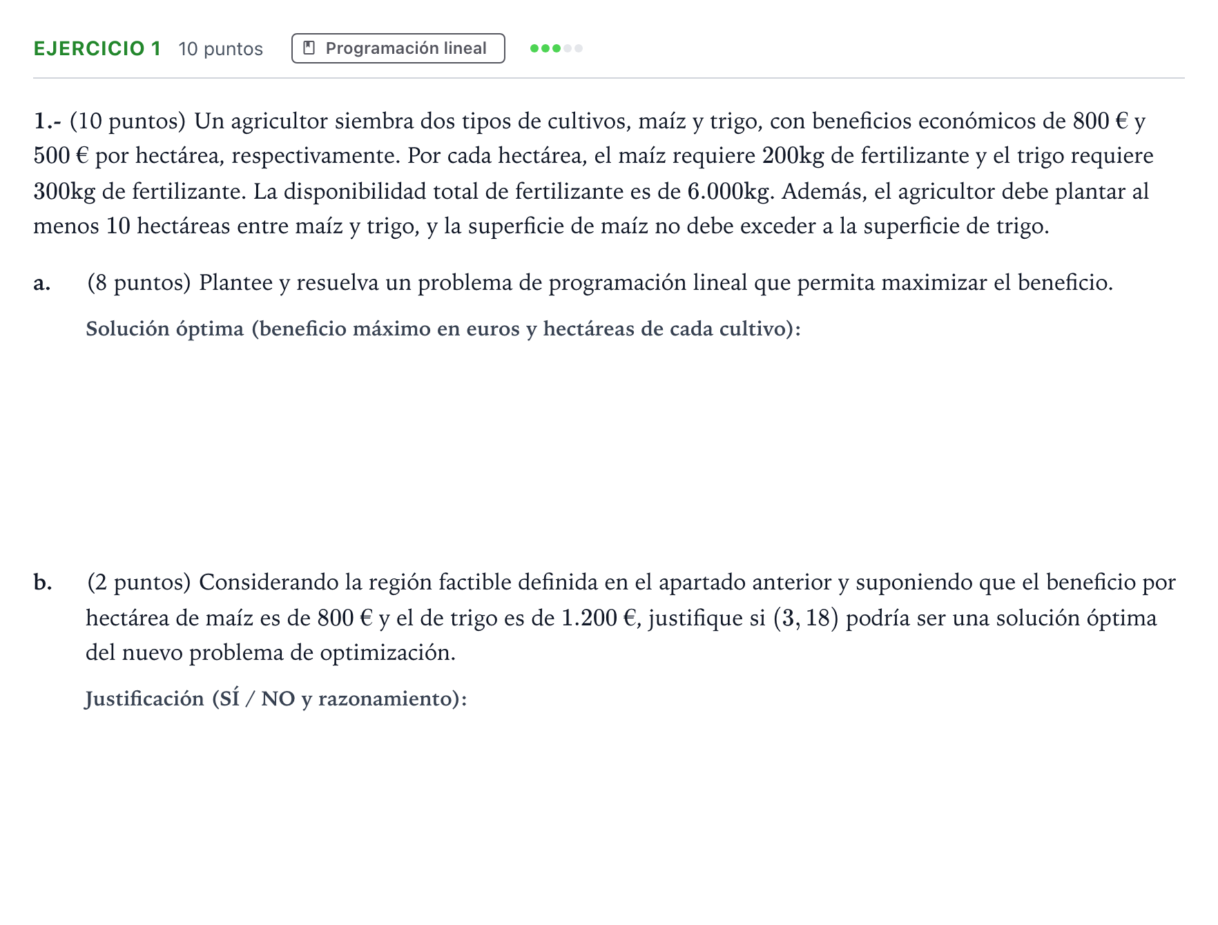 Enunciado: Problema 1 · Matemáticas aplicadas a las Ciencias Sociales II PAU Aragón Extraordinaria 2025