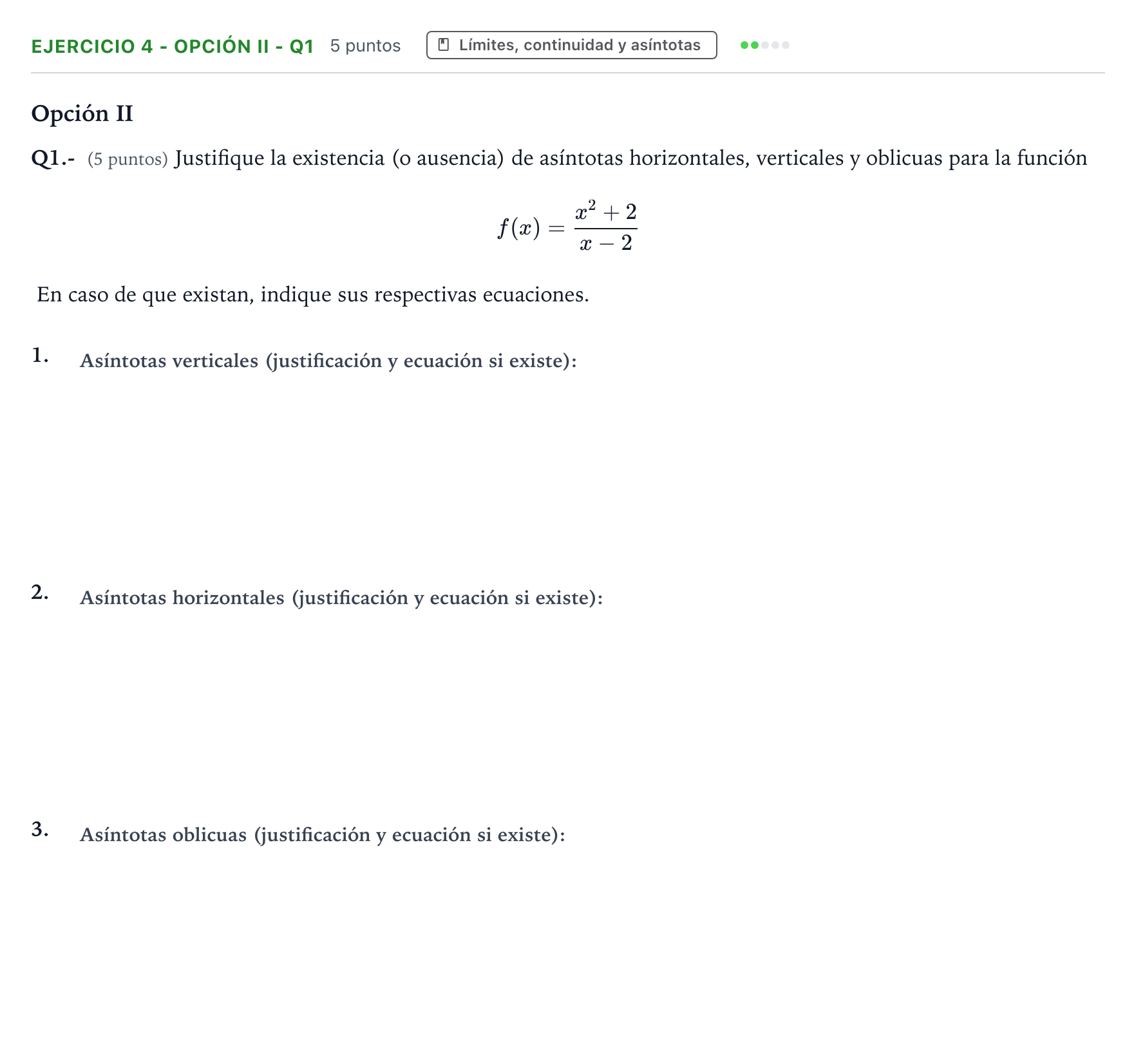 Enunciado: Ejercicio 4 - Opción II - Q1 · Matemáticas aplicadas a las Ciencias Sociales II PAU Aragón Extraordinaria 2025