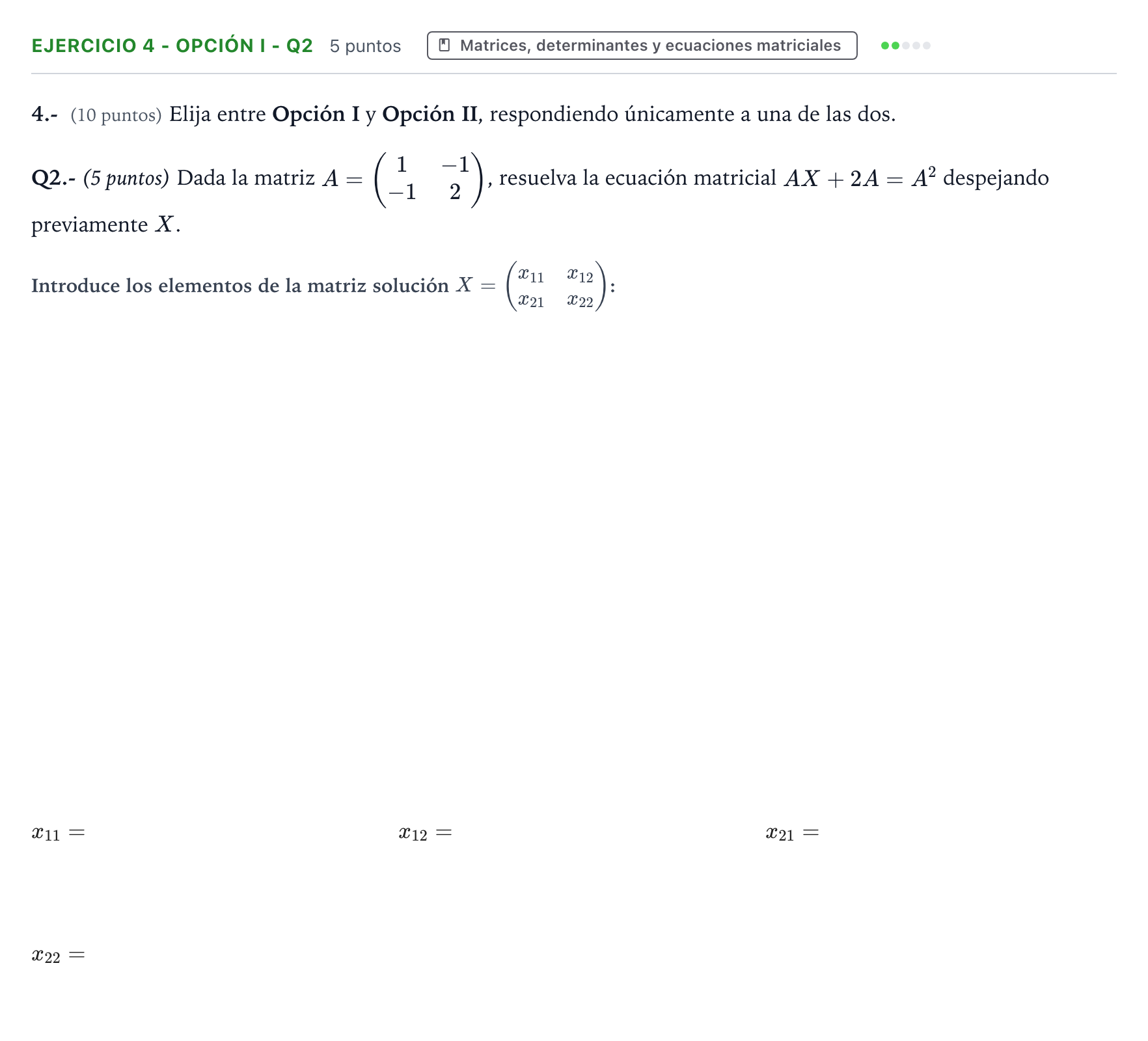 Enunciado: Ejercicio 4 - Opción I - Q2 · Matemáticas aplicadas a las Ciencias Sociales II PAU Aragón Ordinaria 2025