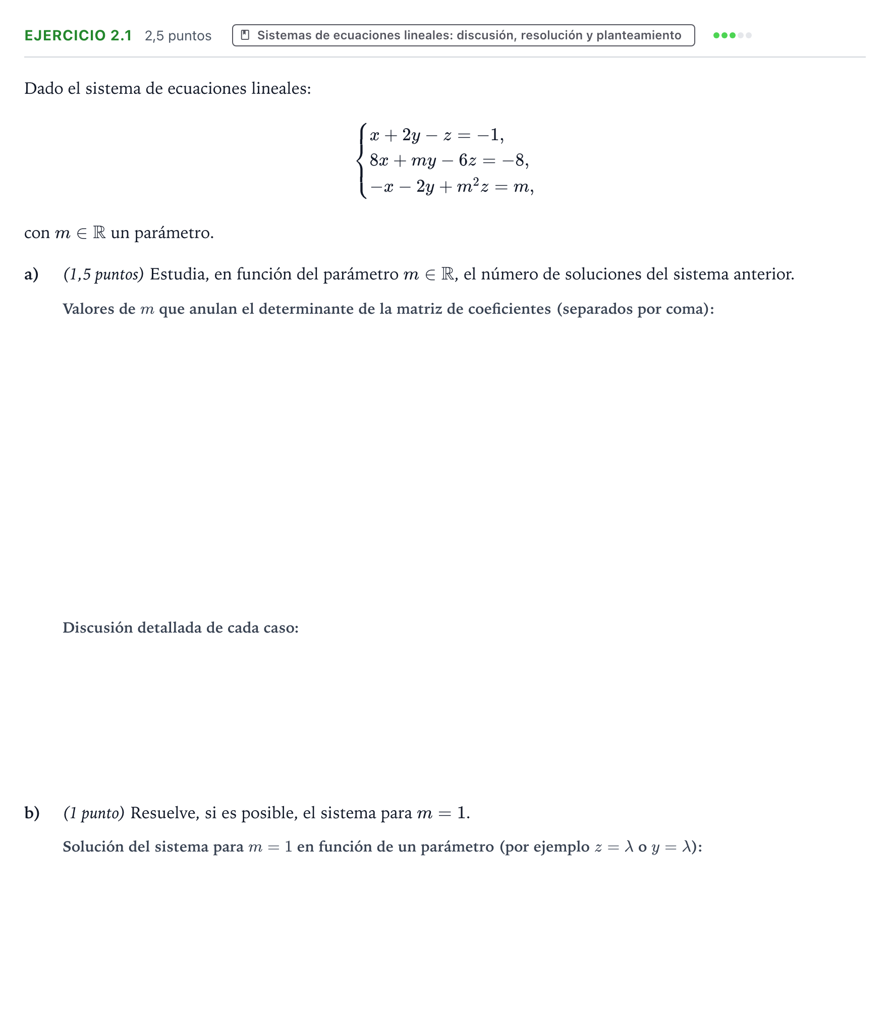 Enunciado: Ejercicio 2.1 · Matemáticas II PAU Aragón Extraordinaria 2025