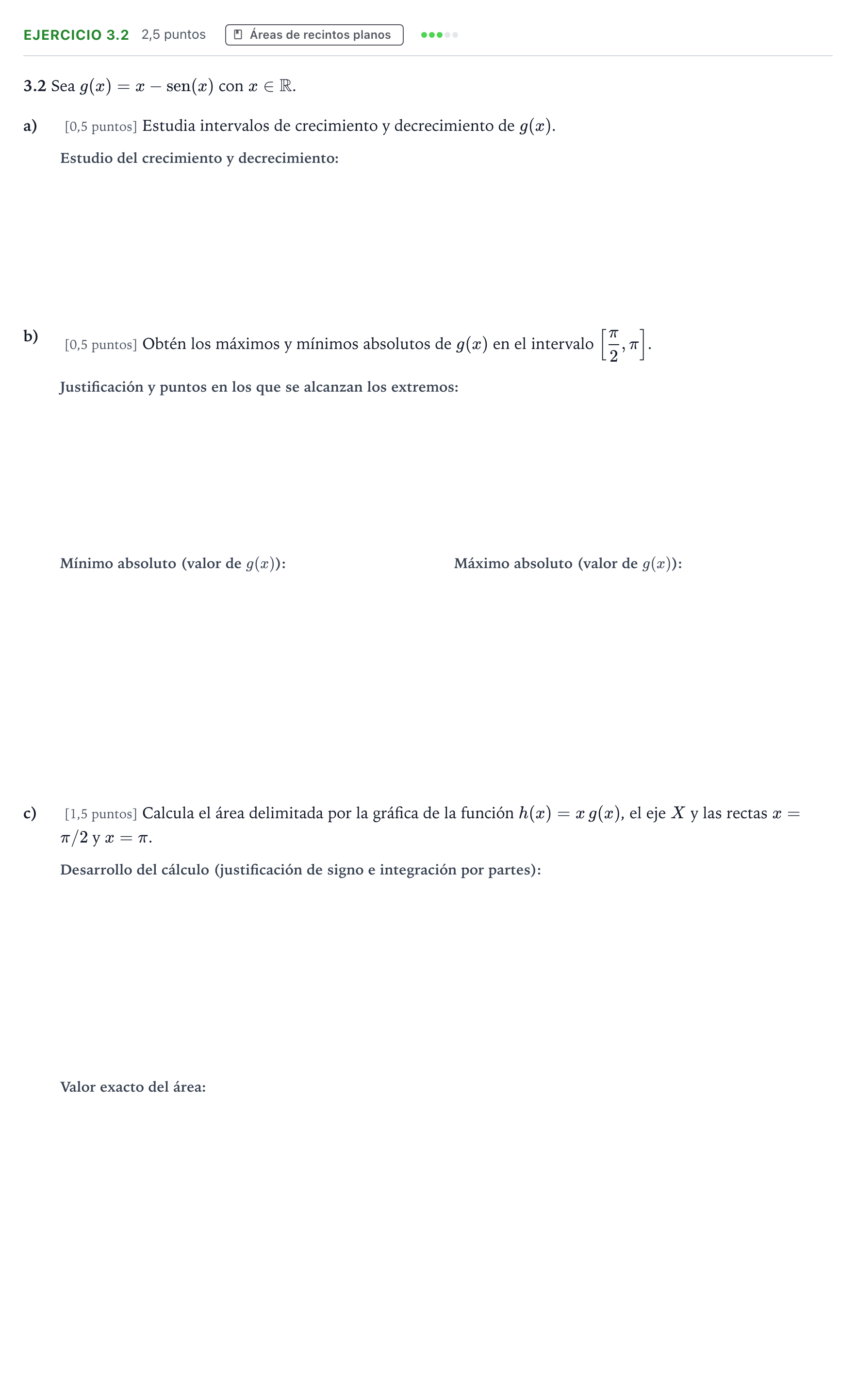 Enunciado: Ejercicio 3.2 · Matemáticas II PAU Aragón Extraordinaria 2025