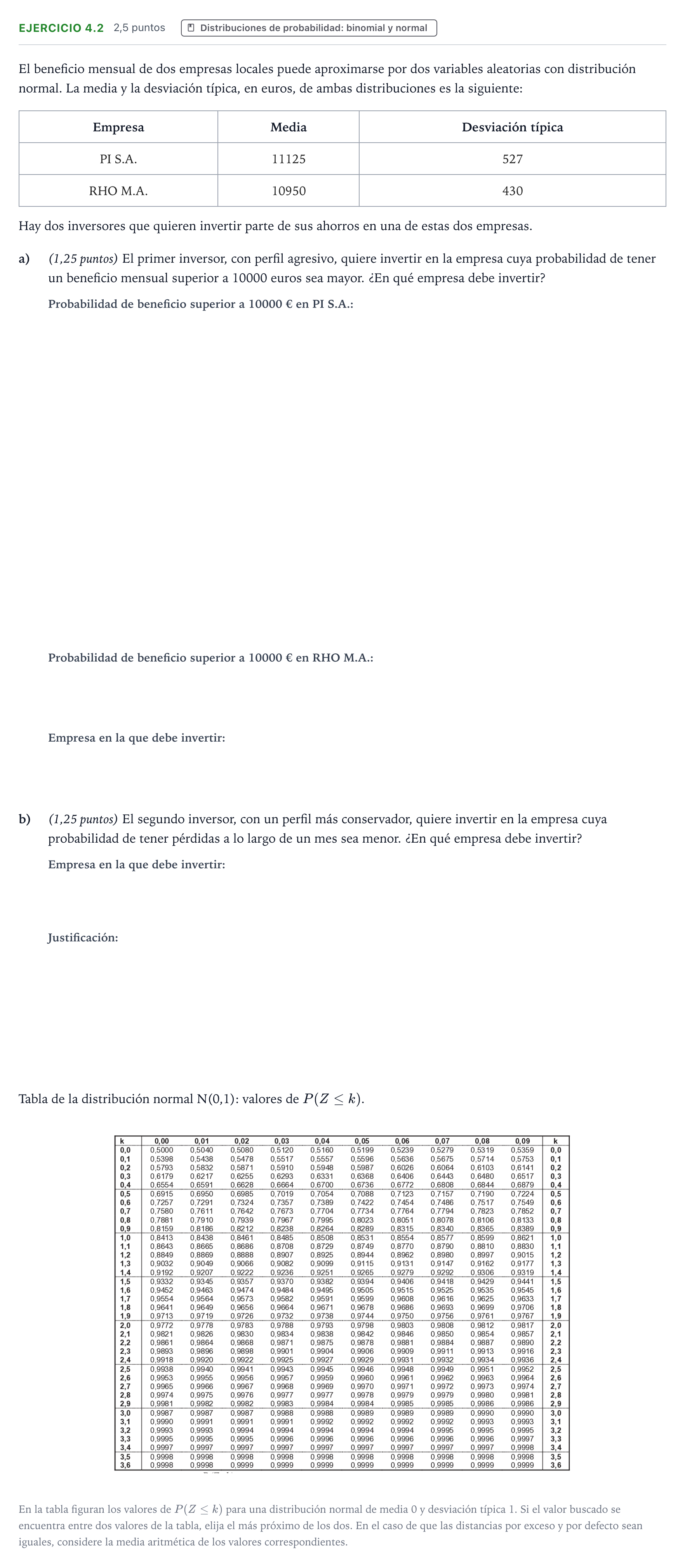 Enunciado: Ejercicio 4.2 · Matemáticas II PAU Aragón Extraordinaria 2025