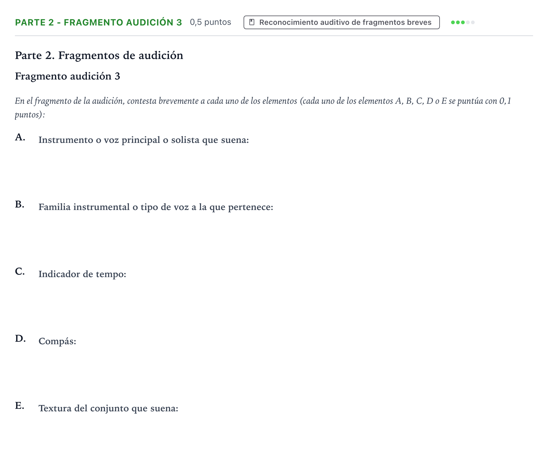 Enunciado: Ejercicio Parte 2 - Fragmento audición 3 · Análisis Musical II PAU Aragón Extraordinaria 2025