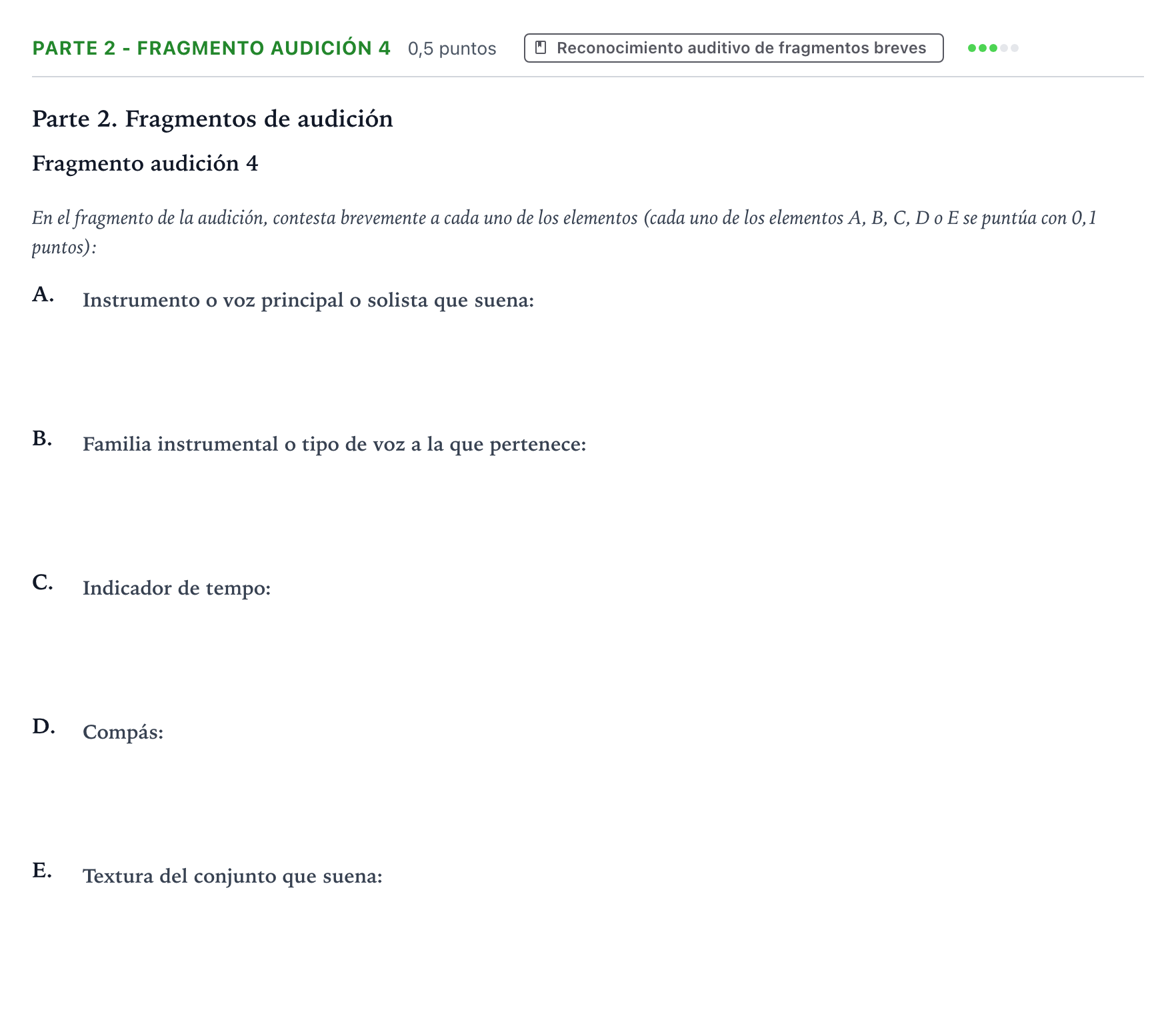 Enunciado: Ejercicio Parte 2 - Fragmento audición 4 · Análisis Musical II PAU Aragón Extraordinaria 2025